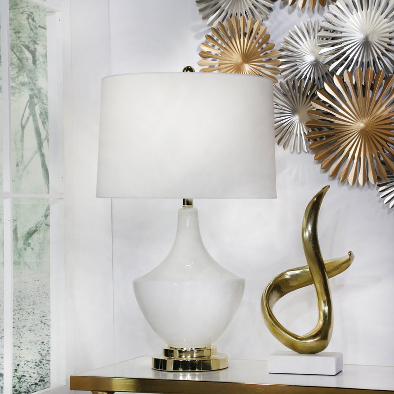 GLASS GENIE TABLE LAMP 28", WHITE - Al Rugaib Furniture