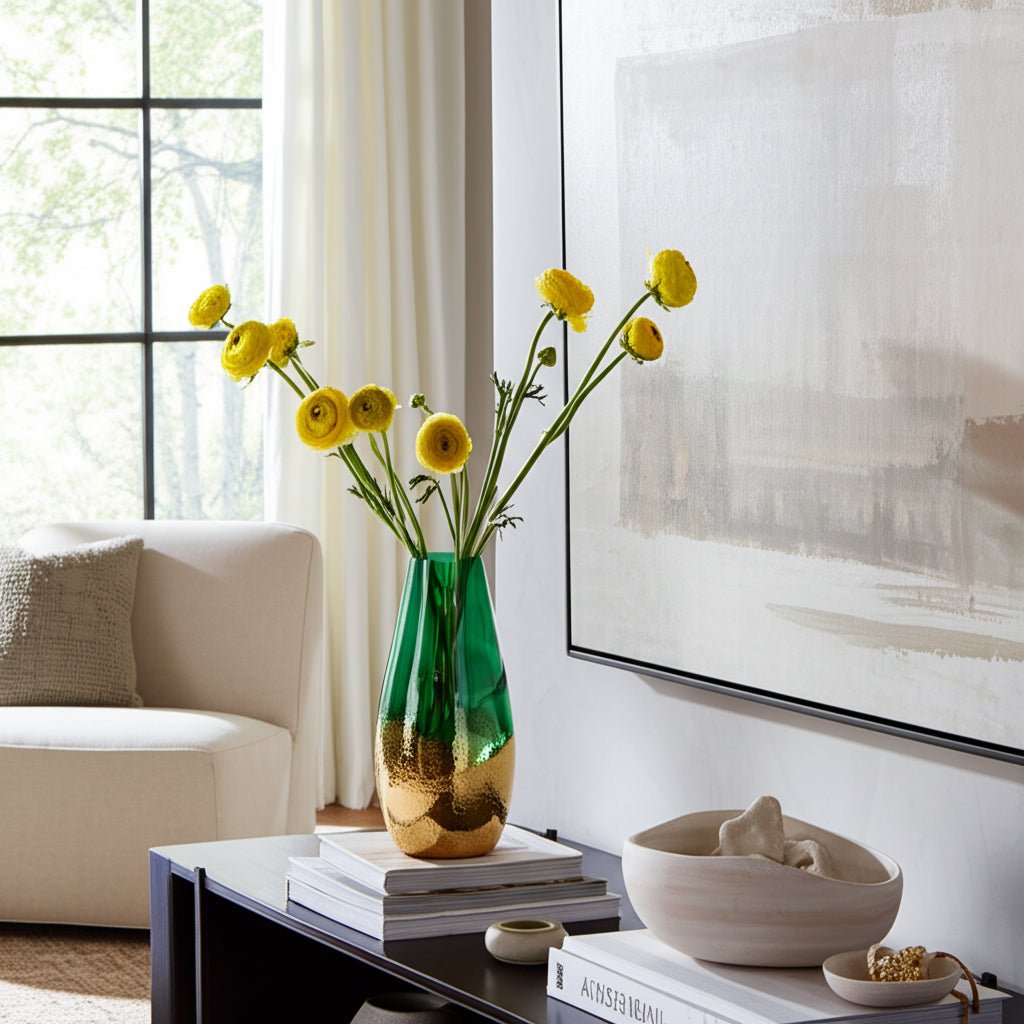 GLASS, GOLD DIPPED VASE, GREEN Vases and Jars| Sagebrook Home