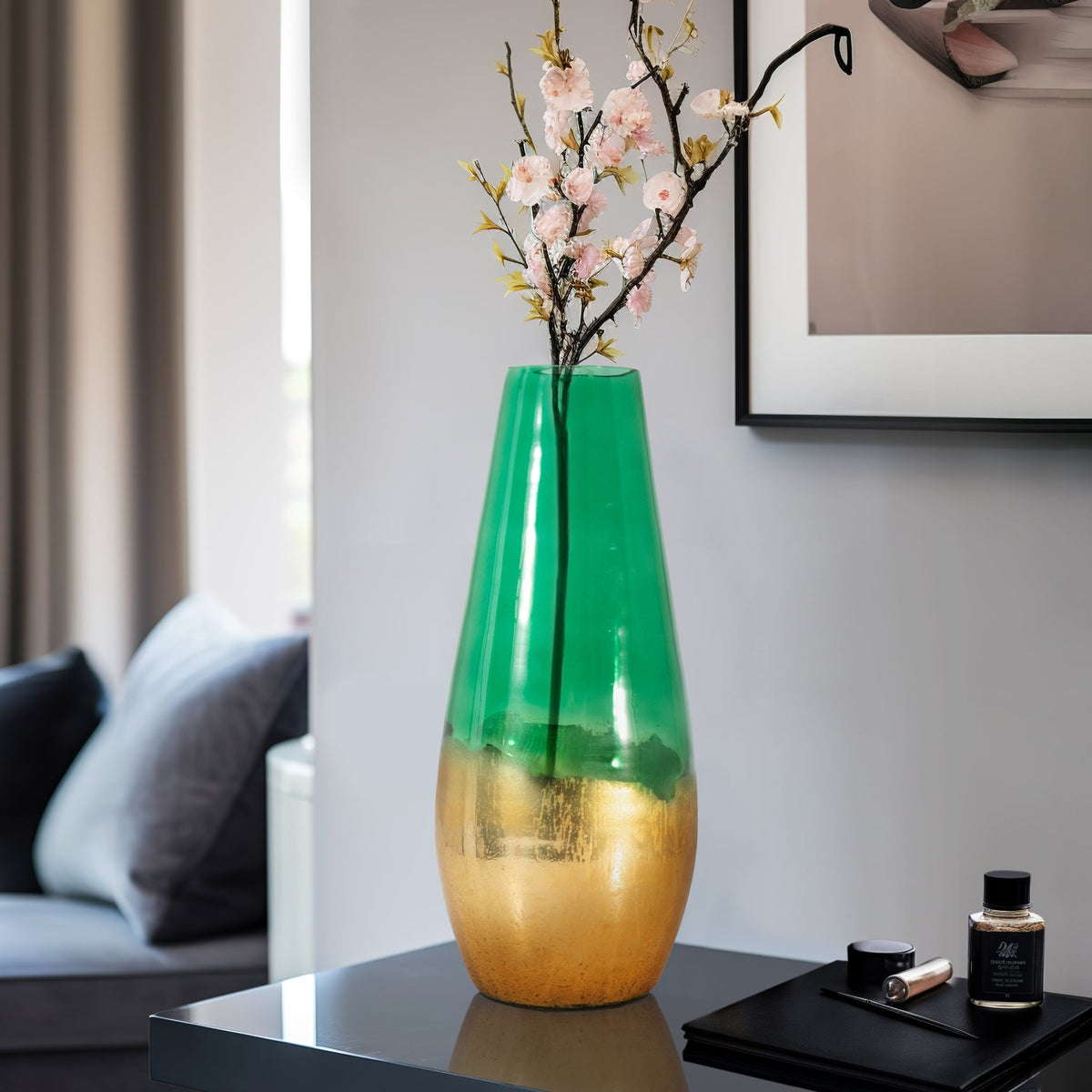 GLASS, GOLD DIPPED VASE, GREEN Vases and Jars| Sagebrook Home