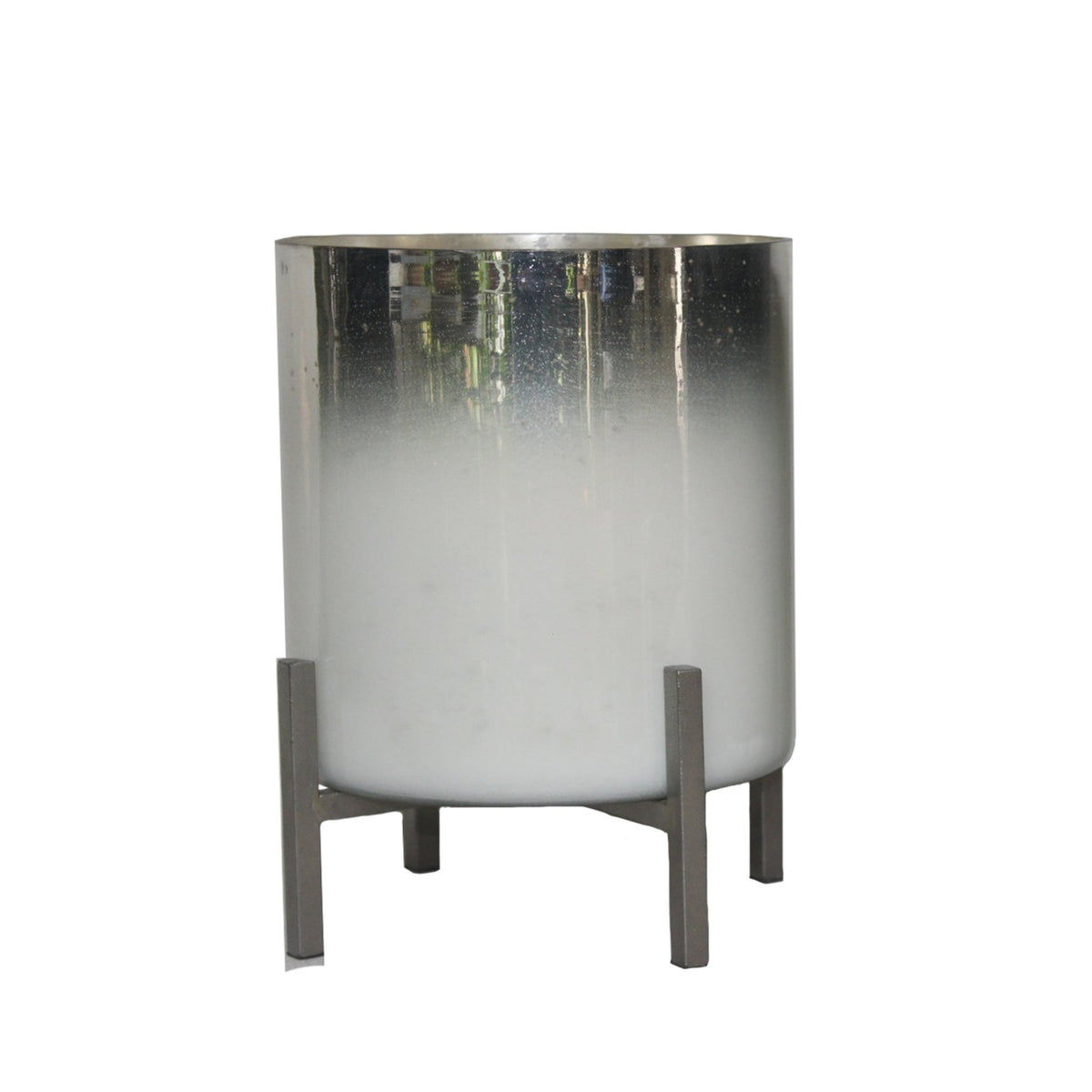 Glass Hurricane W/ Iron Stand, White Candle Holders| Sagebrook Home