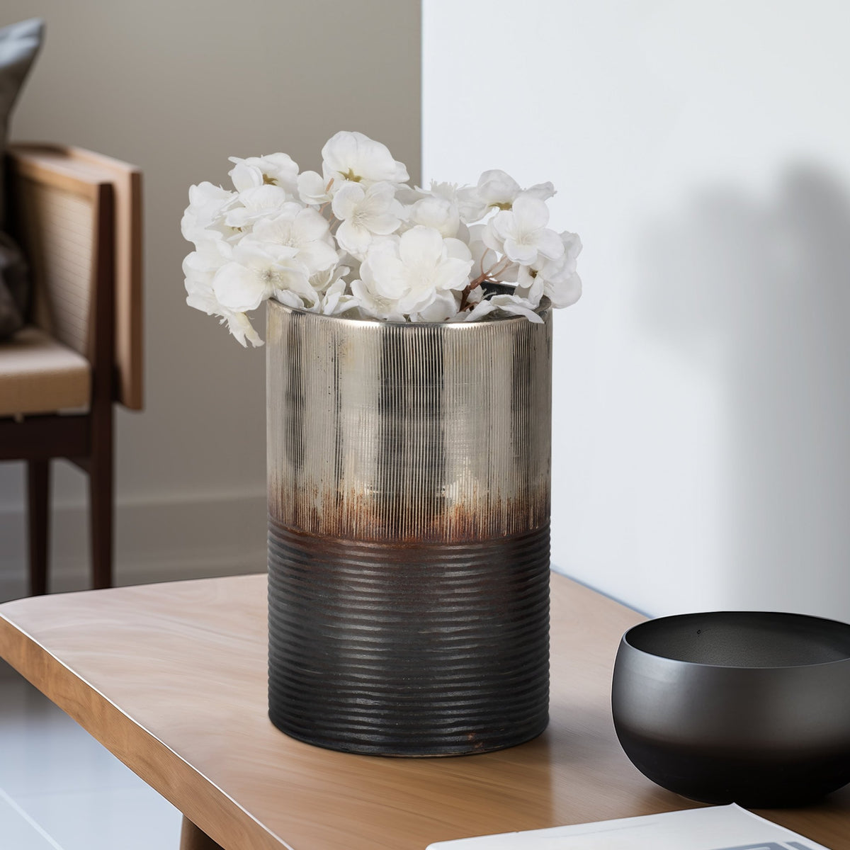 GLASS, 13" METALLIC 2-TONE VASE, SILVER Vases and Jars| Sagebrook Home