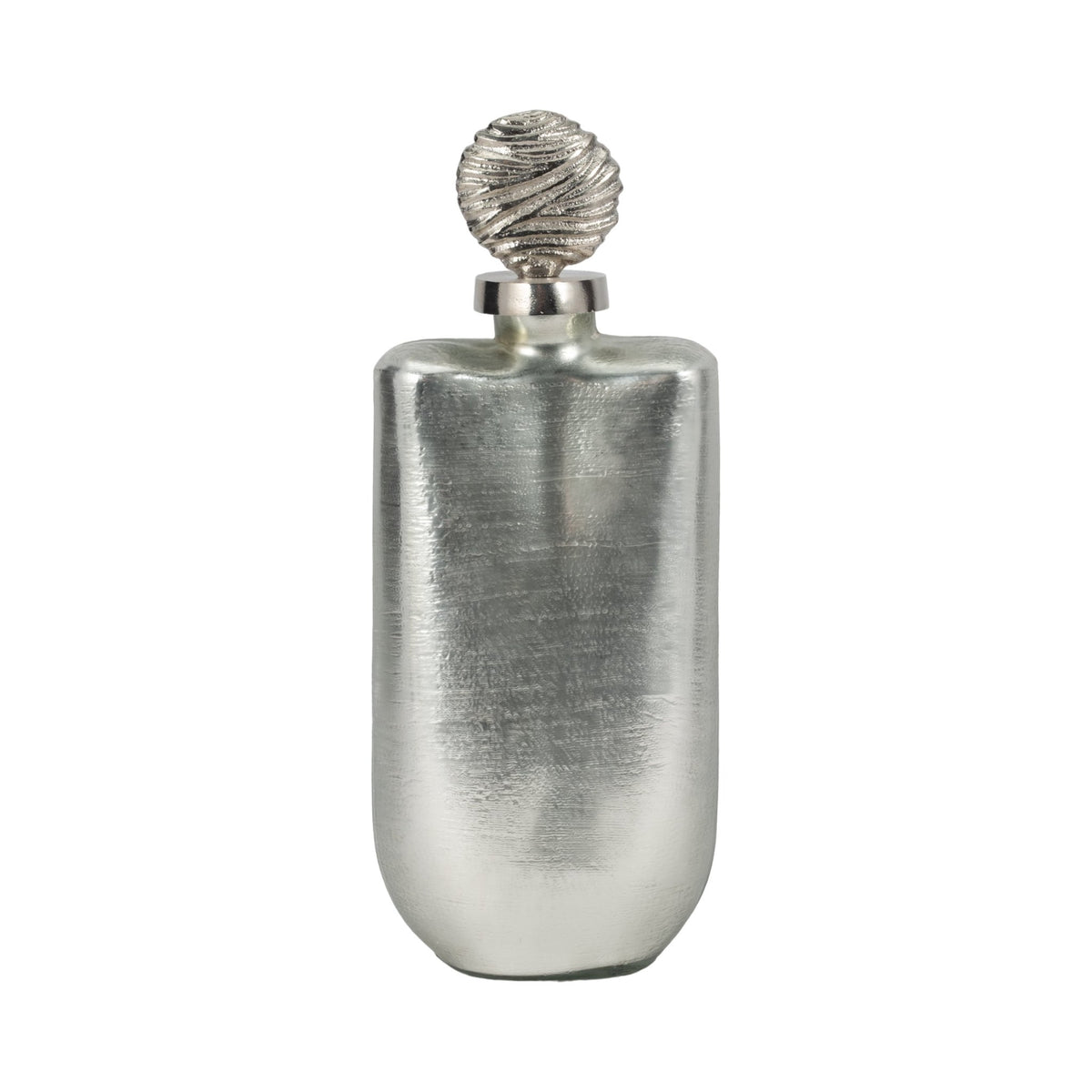 GLASS, METALLIC BOTTLE ORB TOPPER, SILVER Vases and Jars| Sagebrook Home
