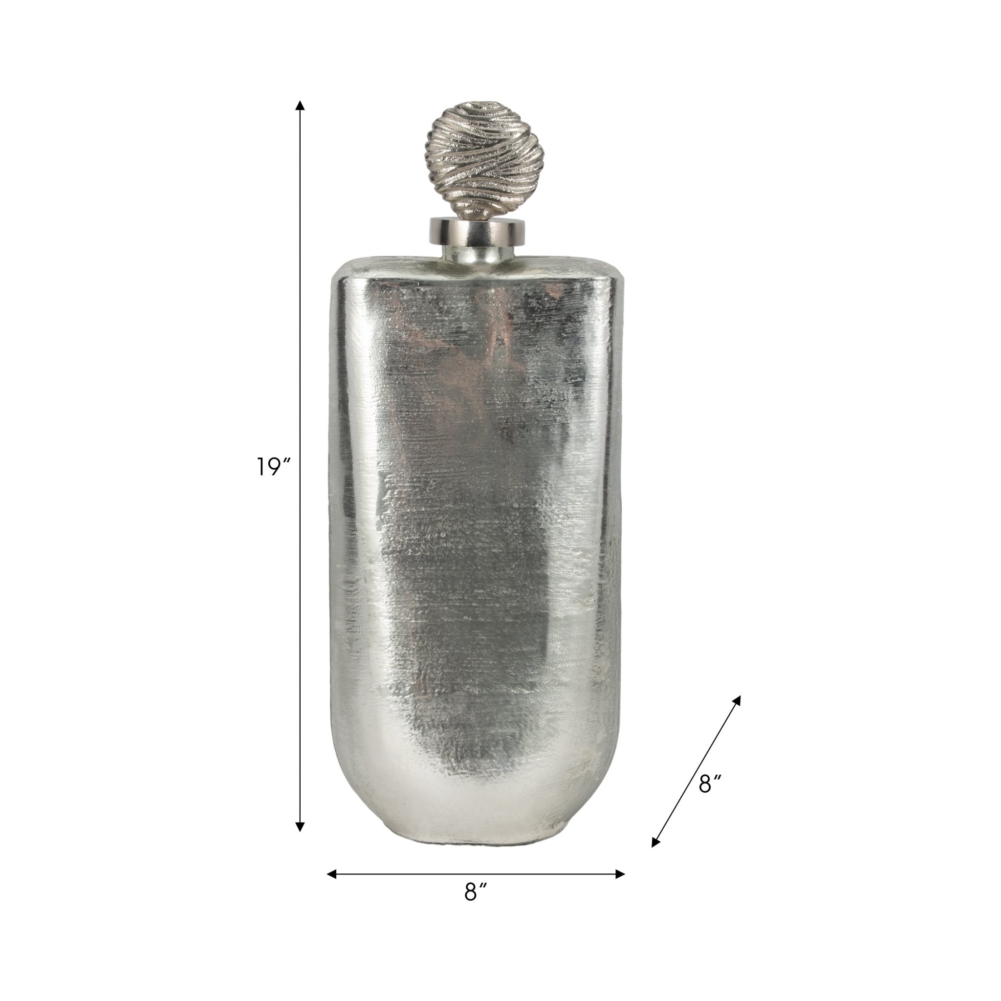 GLASS, METALLIC BOTTLE ORB TOPPER, SILVER Vases and Jars| Sagebrook Home
