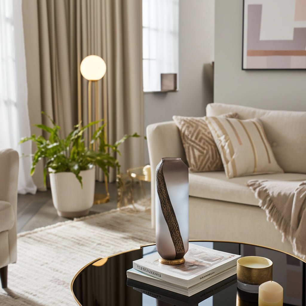 GLASS, METALLIC DETAIL VASE, BLUSH Vases and Jars| Sagebrook Home
