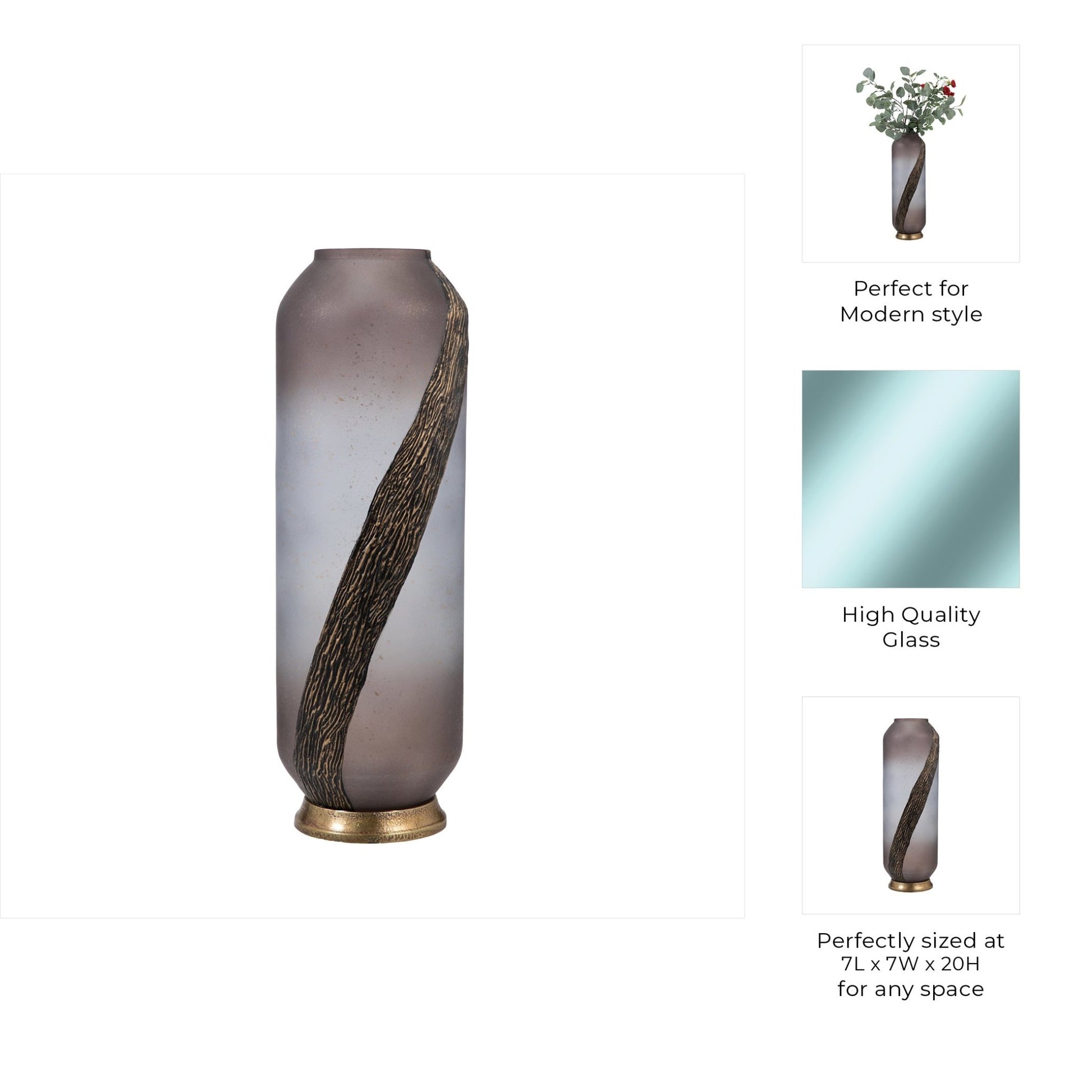 GLASS, METALLIC DETAIL VASE, BLUSH Vases and Jars| Sagebrook Home
