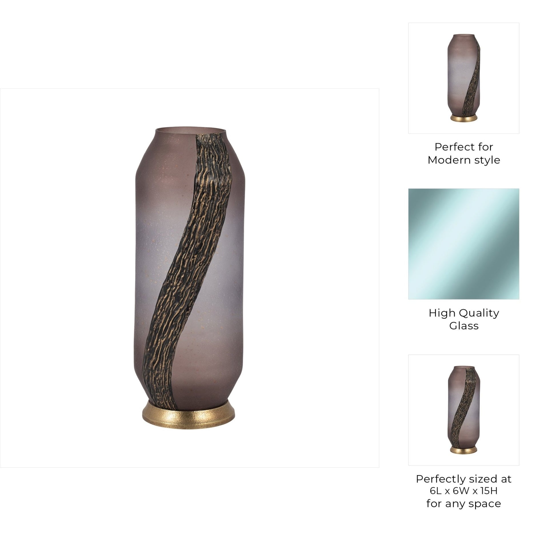GLASS, METALLIC DETAIL VASE, BLUSH Vases and Jars| Sagebrook Home