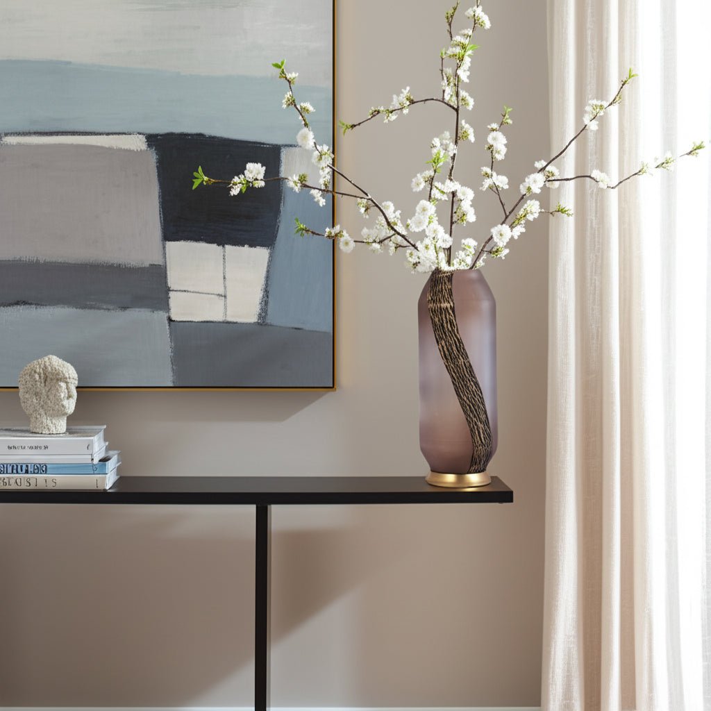 GLASS, METALLIC DETAIL VASE, BLUSH Vases and Jars| Sagebrook Home