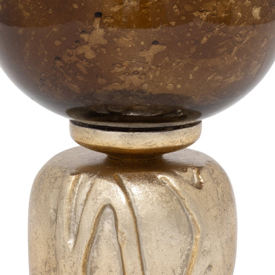 GLASS, OMBRE CANDLEHOLDER ON BASE, IVORY/GOLD - Al Rugaib Furniture