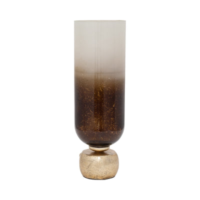 GLASS, OMBRE CANDLEHOLDER ON BASE, IVORY/GOLD - Al Rugaib Furniture