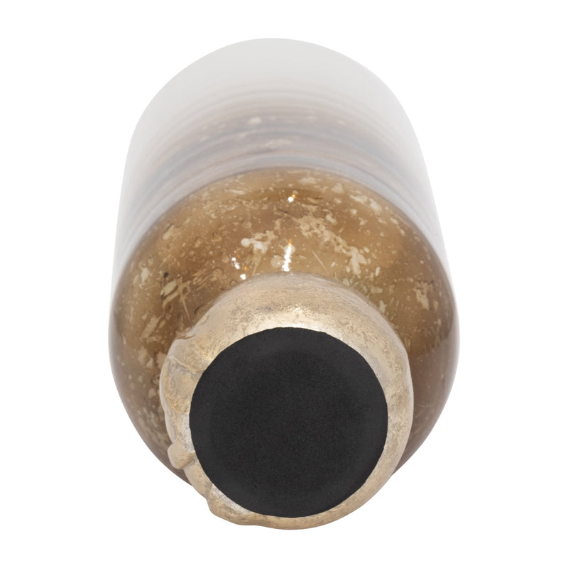 GLASS, OMBRE CANDLEHOLDER ON BASE, IVORY/GOLD - Al Rugaib Furniture