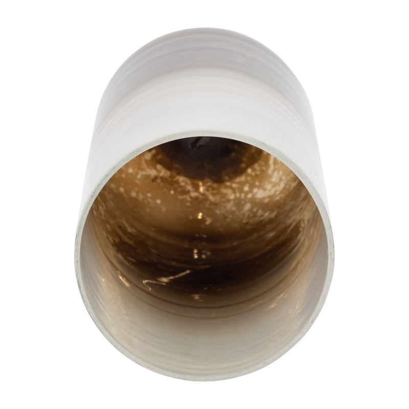 GLASS, OMBRE CANDLEHOLDER ON BASE, IVORY/GOLD - Al Rugaib Furniture