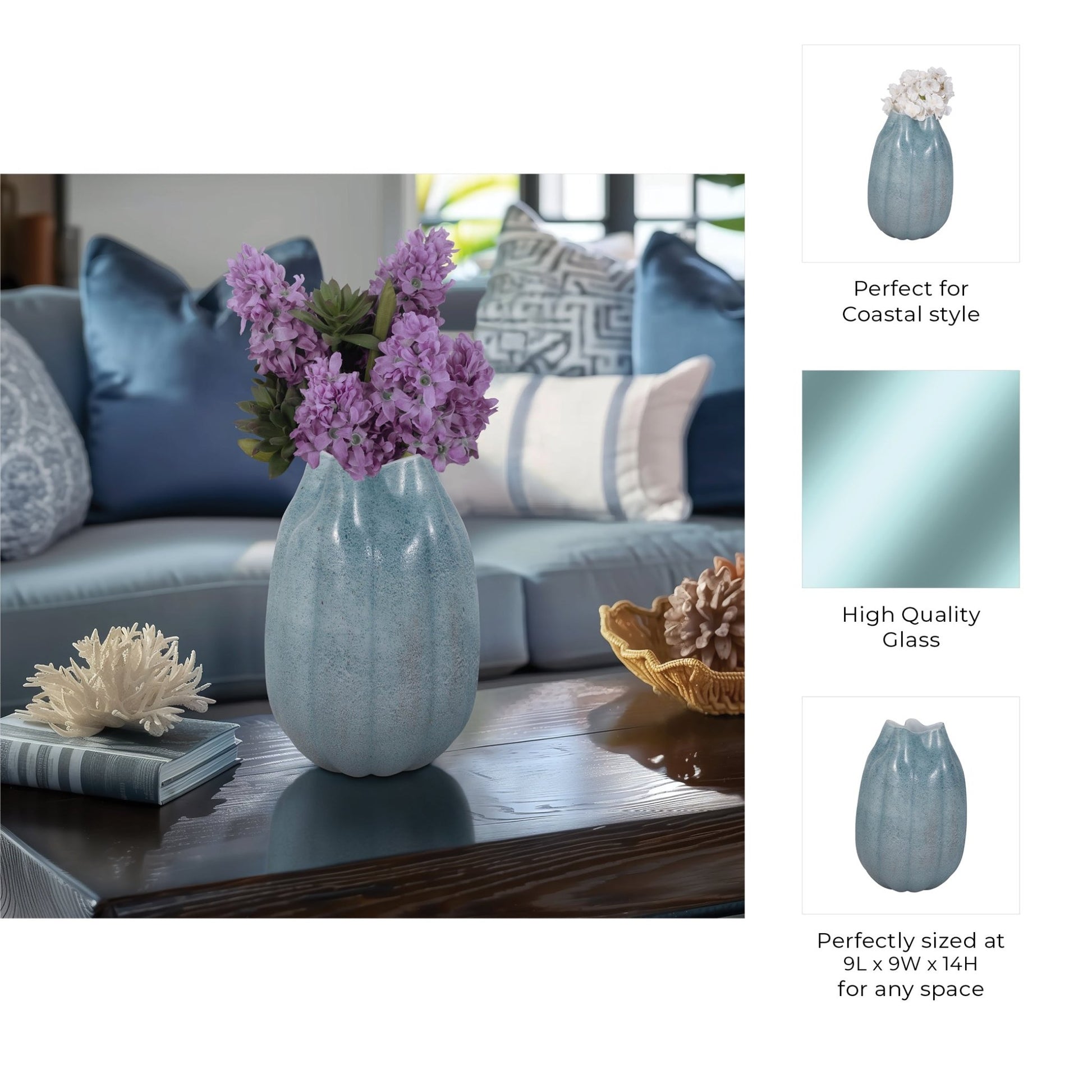 Glass Sea Urchin Vase, Blue Vases and Jars| Sagebrook Home