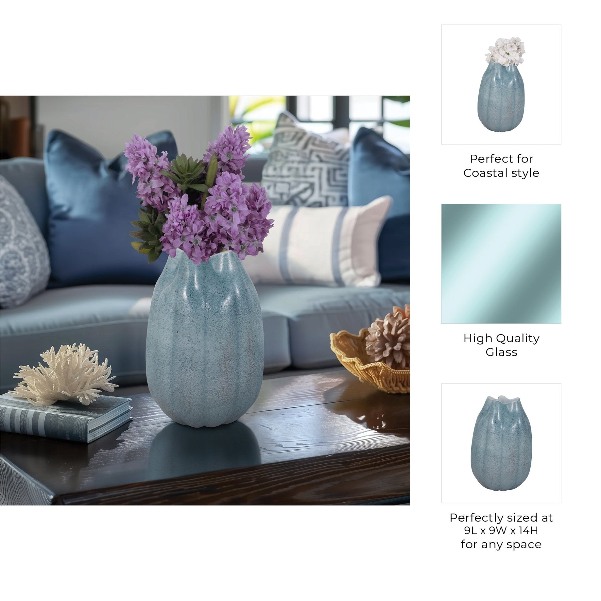 Glass Sea Urchin Vase, Blue Vases and Jars| Sagebrook Home