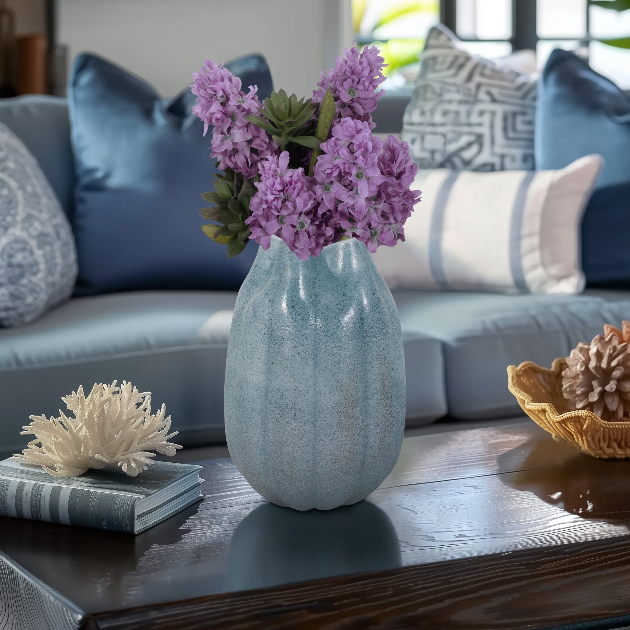 Glass Sea Urchin Vase, Blue Vases and Jars| Sagebrook Home