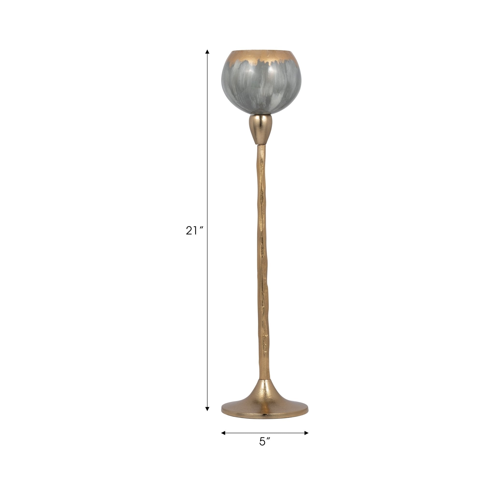 GLASS, 24"H TEALIGHT HOLDER, WICKHOM GRAY Candle Holders| Sagebrook Home
