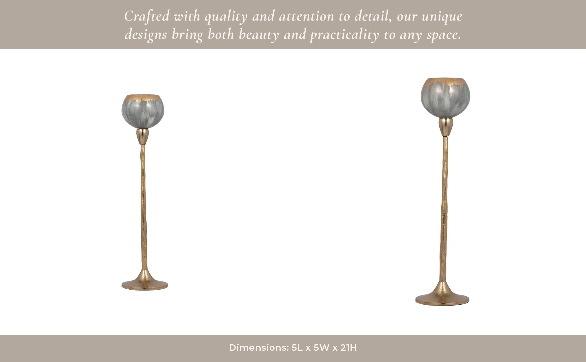 GLASS, 24"H TEALIGHT HOLDER, WICKHOM GRAY Candle Holders| Sagebrook Home