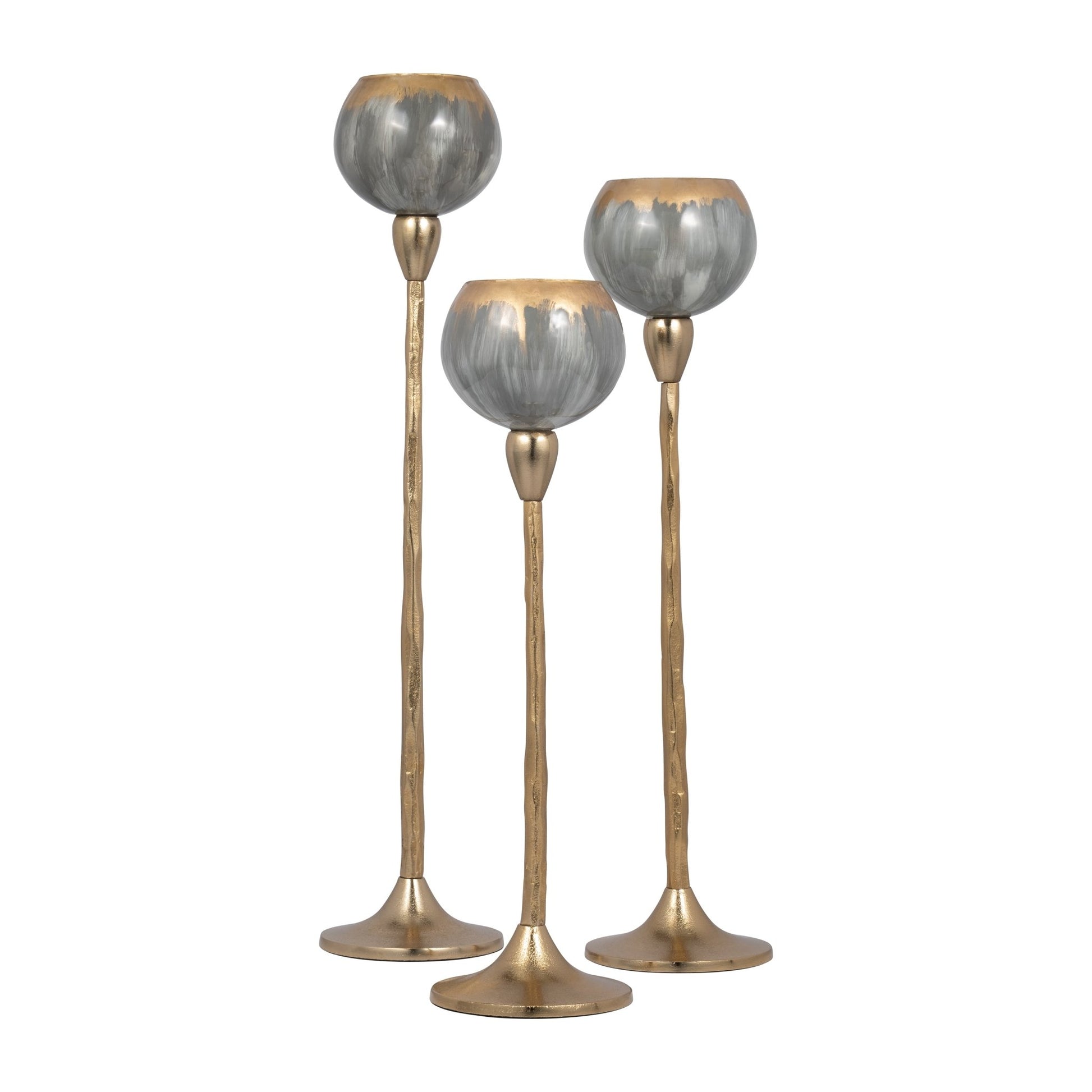 GLASS, 24"H TEALIGHT HOLDER, WICKHOM GRAY Candle Holders| Sagebrook Home