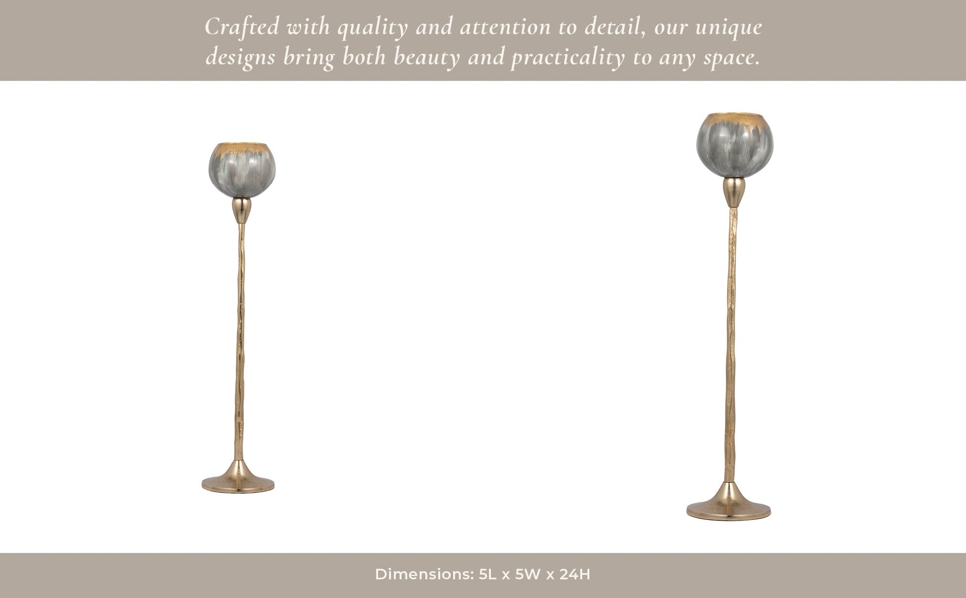 GLASS, 24"H TEALIGHT HOLDER, WICKHOM GRAY Candle Holders| Sagebrook Home