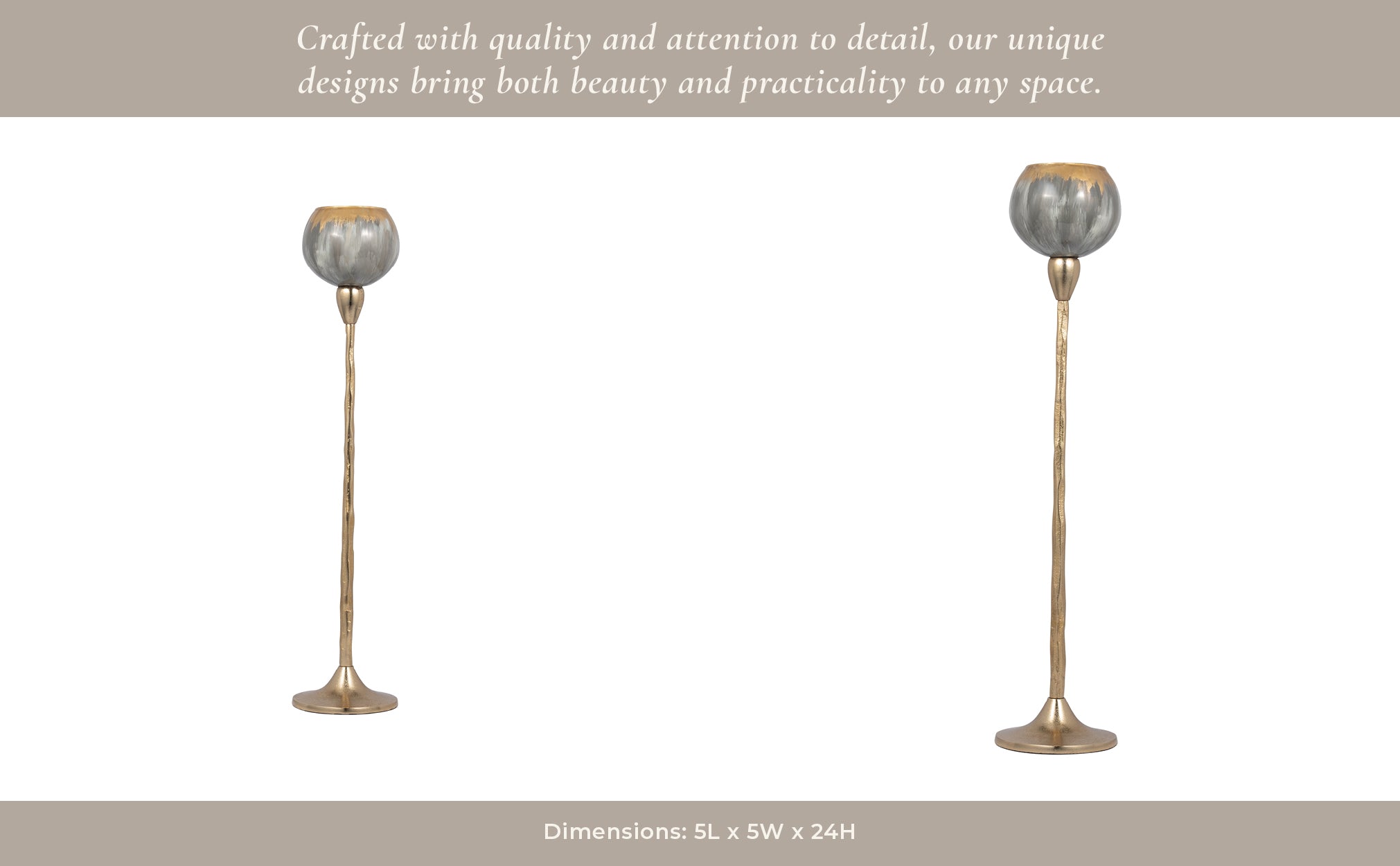 GLASS, 24"H TEALIGHT HOLDER, WICKHOM GRAY Candle Holders| Sagebrook Home