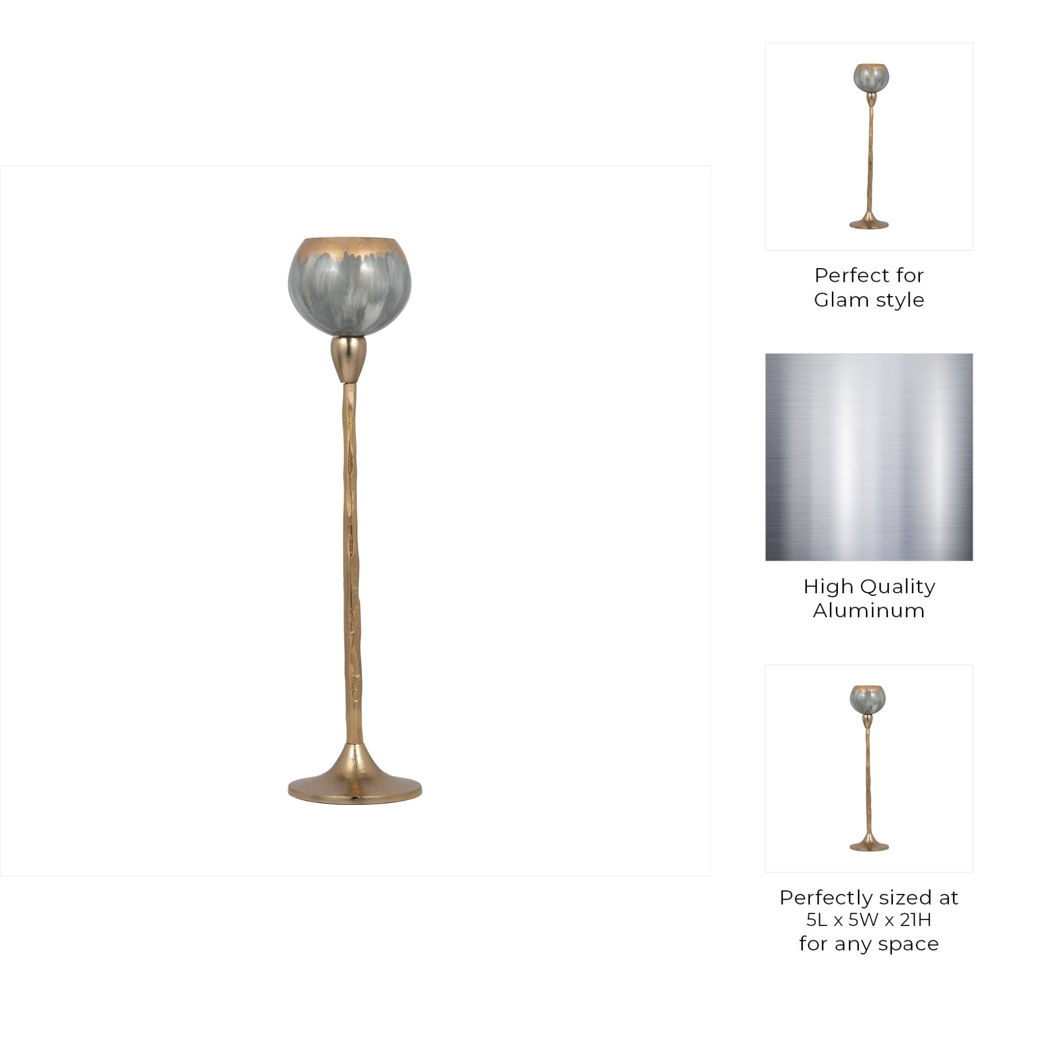 GLASS, 24"H TEALIGHT HOLDER, WICKHOM GRAY Candle Holders| Sagebrook Home