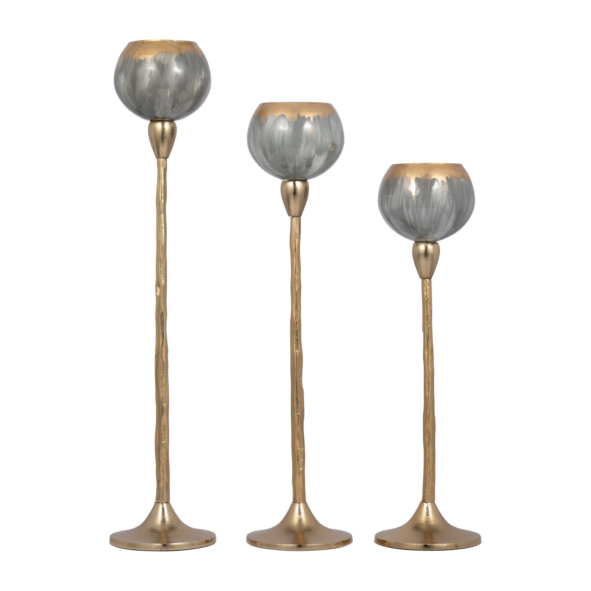 GLASS, 24"H TEALIGHT HOLDER, WICKHOM GRAY Candle Holders| Sagebrook Home