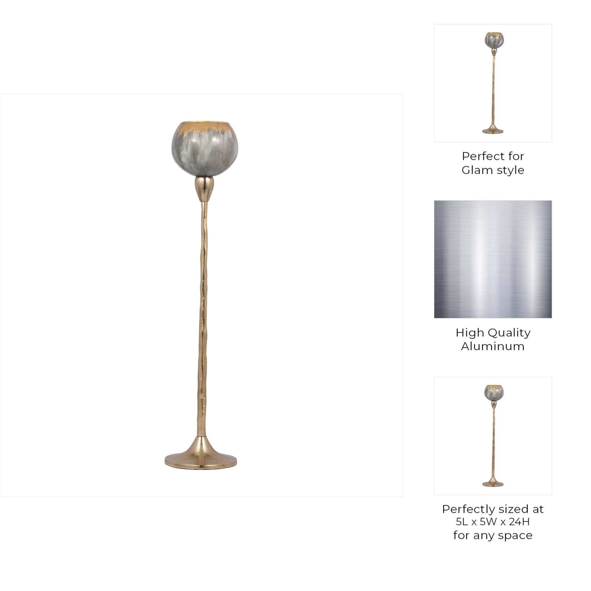 GLASS, 24"H TEALIGHT HOLDER, WICKHOM GRAY Candle Holders| Sagebrook Home