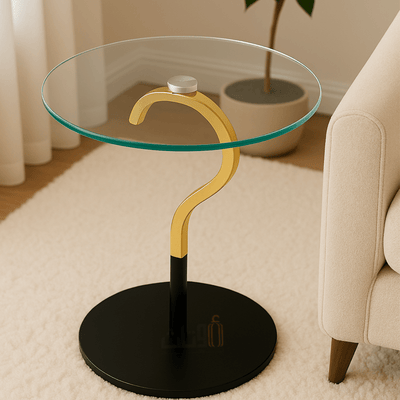 Glass Top Service Table with Black Iron Base and Elegant Design - Al Rugaib Furniture