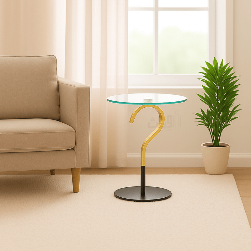 Glass Top Service Table with Black Iron Base and Elegant Design - Al Rugaib Furniture