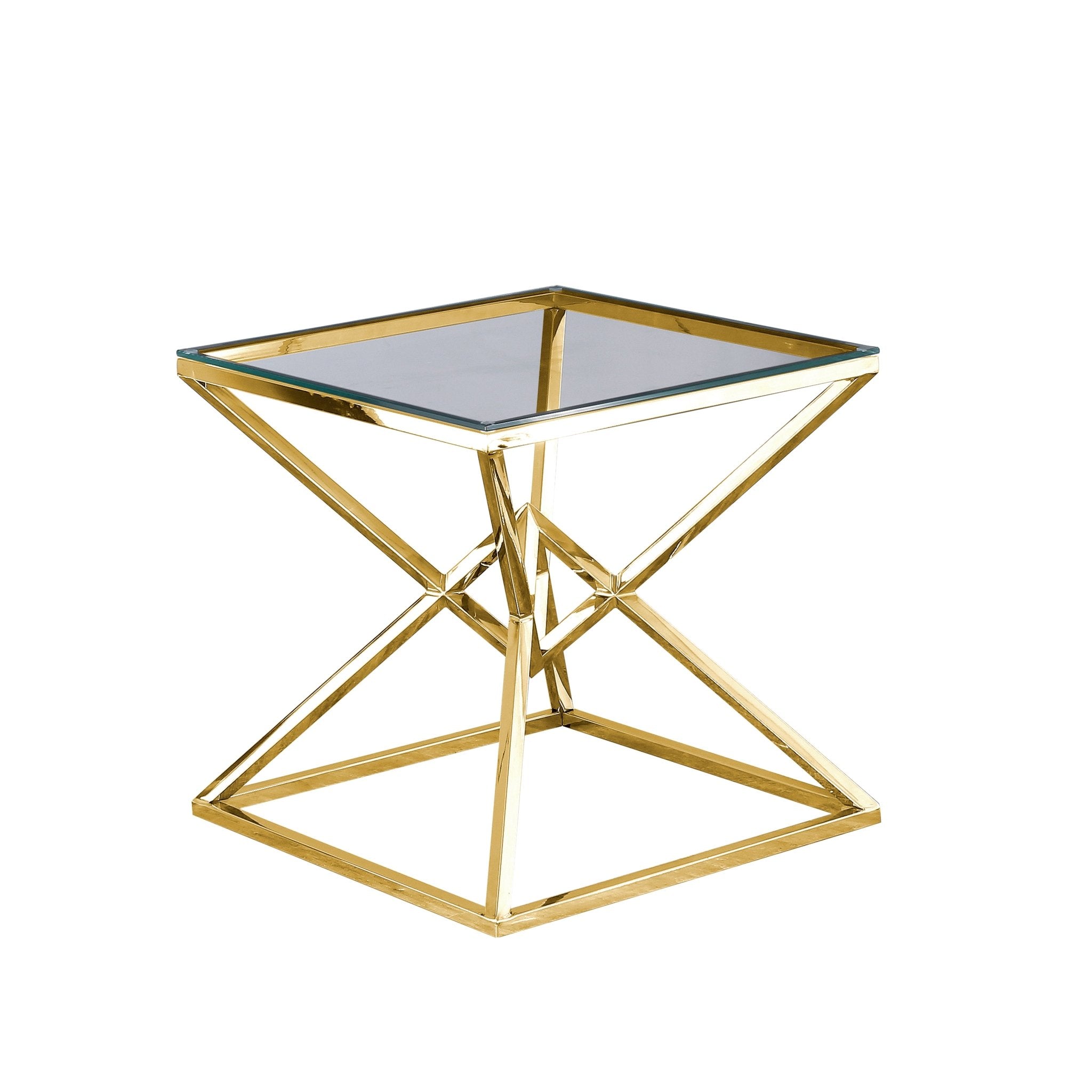GLASS TOP SIDE TABLE 21.75", GOLD Accent & End Tables| Sagebrook Home