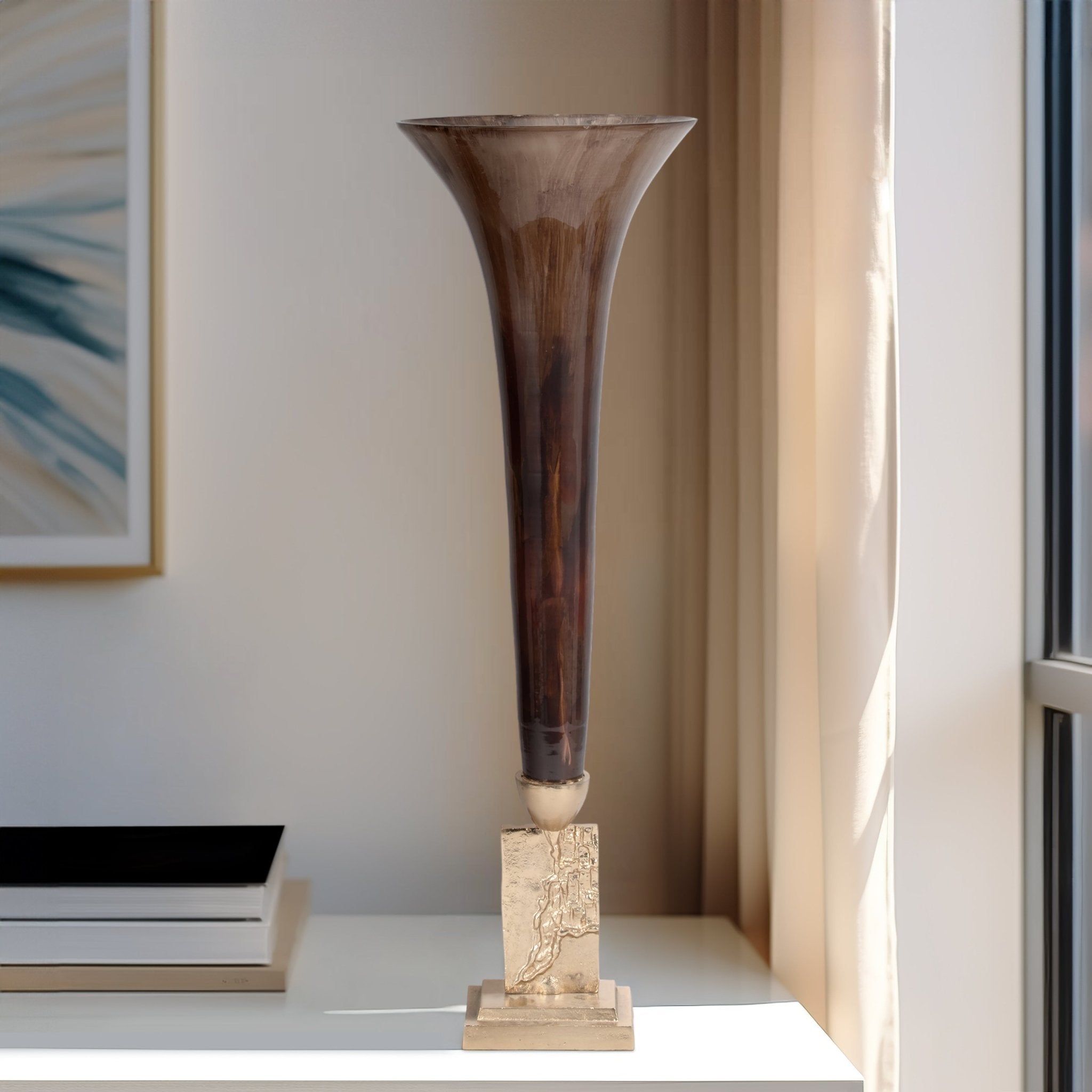 GLASS, TRUMPET VASE, BRONZE Vases and Jars| Sagebrook Home