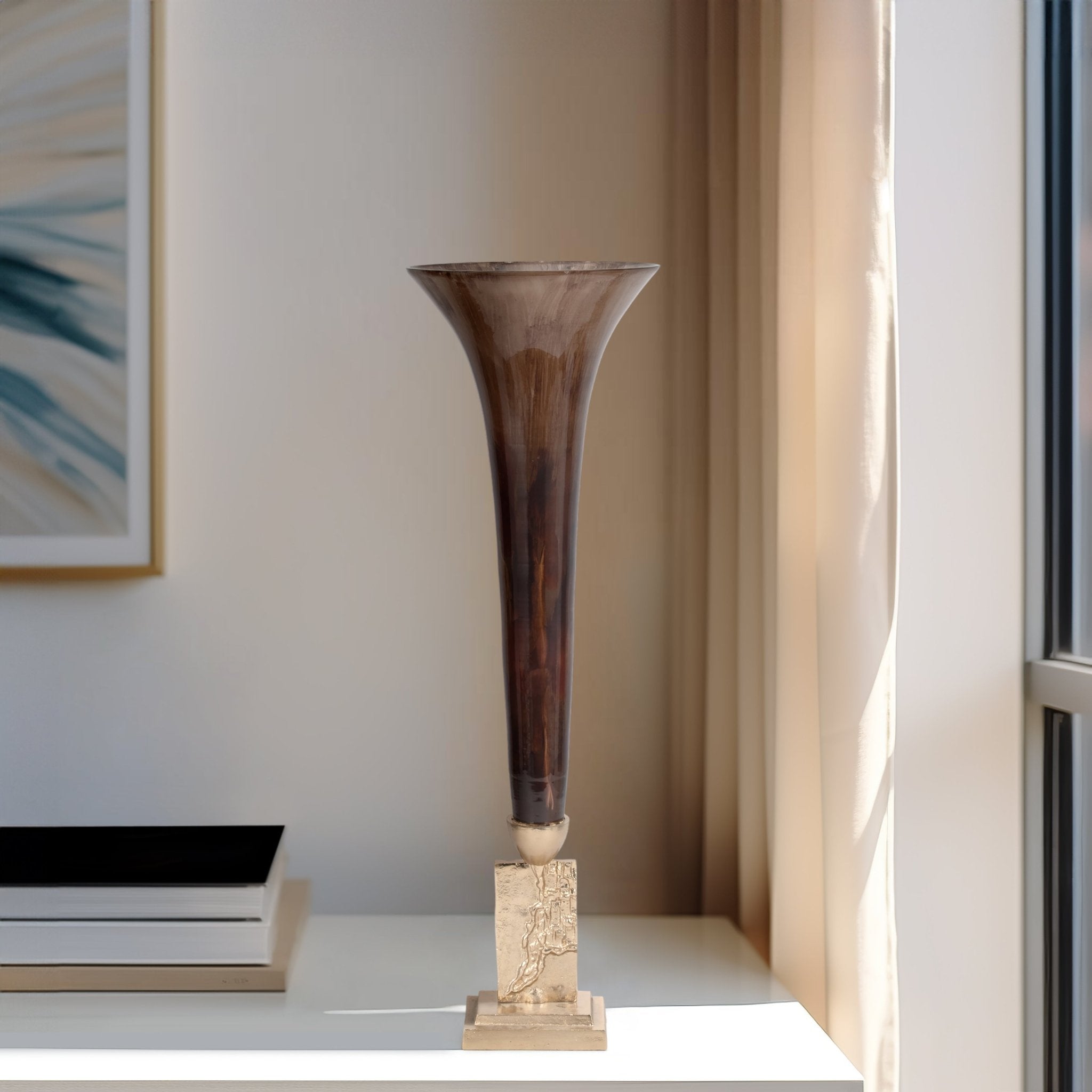 GLASS, TRUMPET VASE, BRONZE Vases and Jars| Sagebrook Home