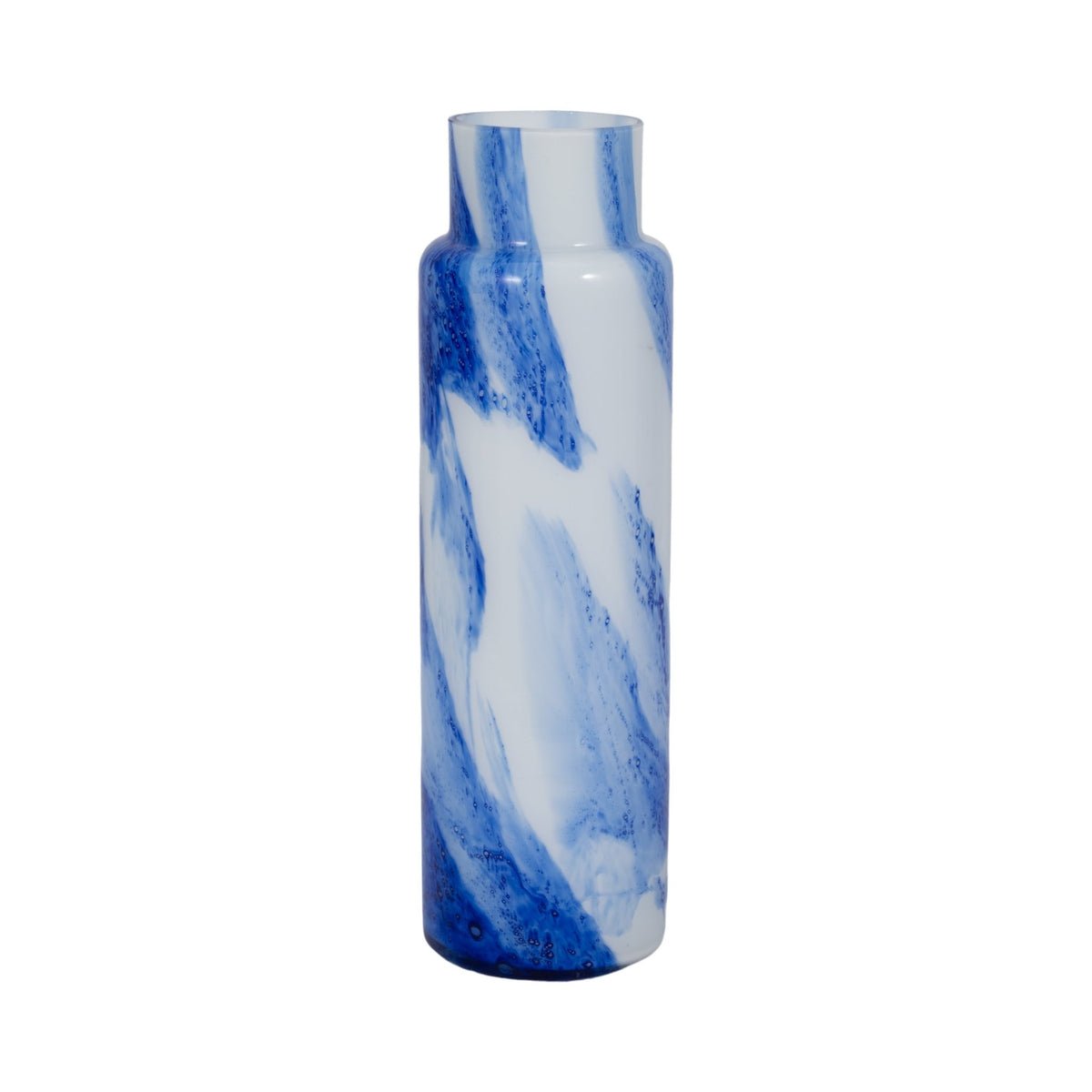 GLASS VASE 15.75", WHITE / BLUE Vases and Jars| Sagebrook Home