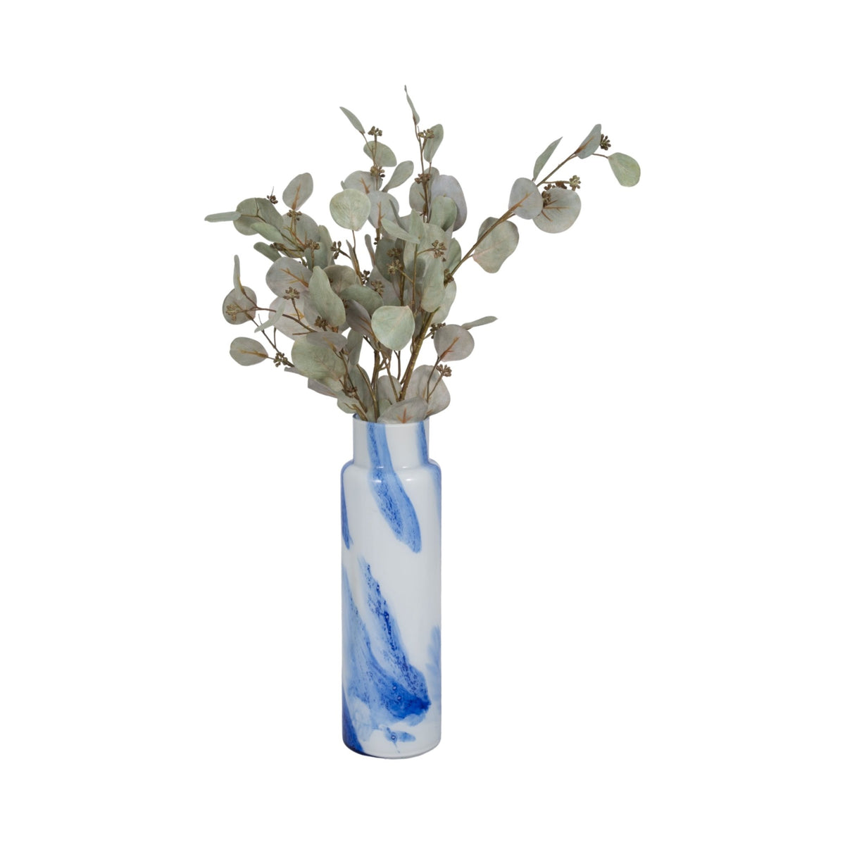 GLASS VASE 15.75", WHITE / BLUE Vases and Jars| Sagebrook Home