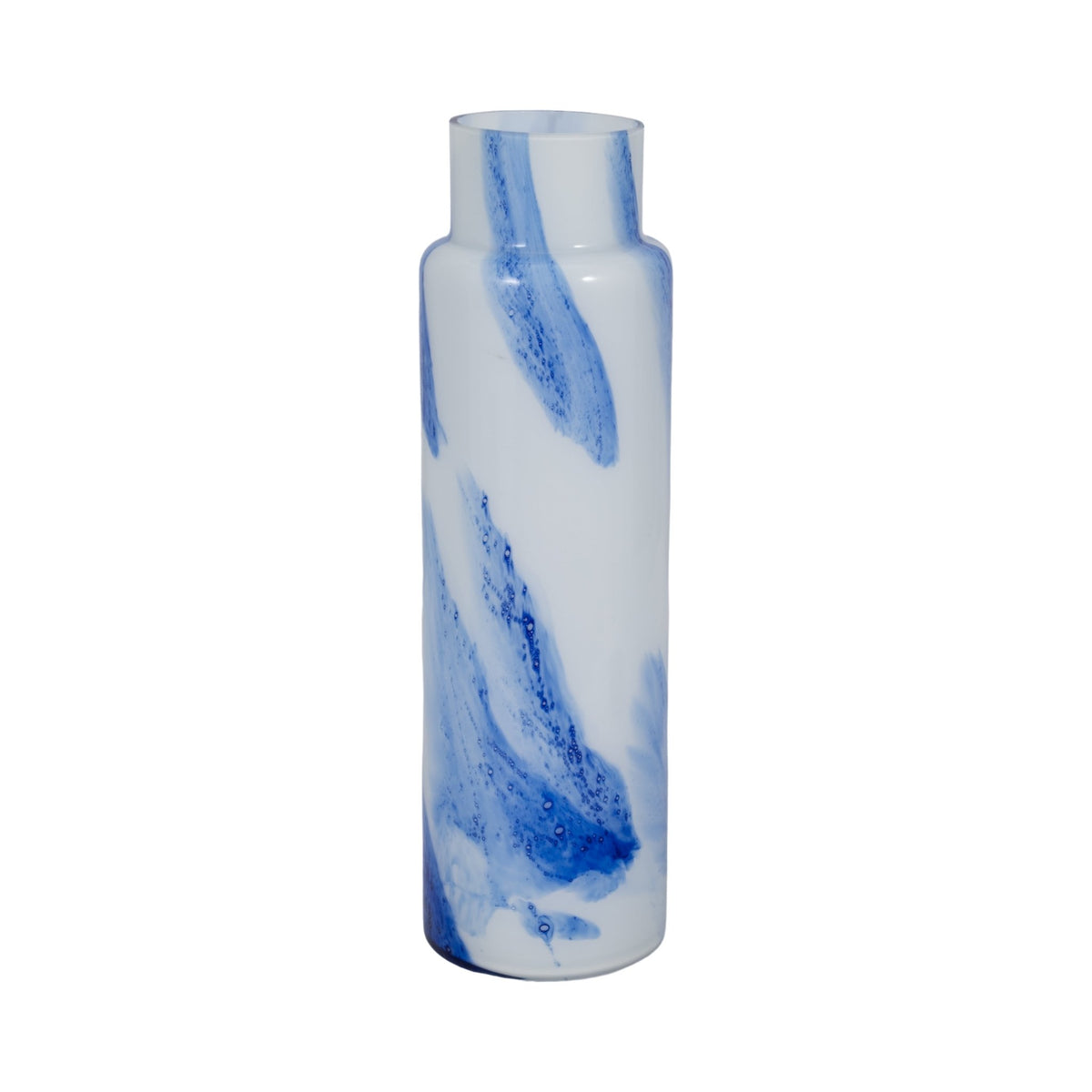GLASS VASE 15.75", WHITE / BLUE Vases and Jars| Sagebrook Home