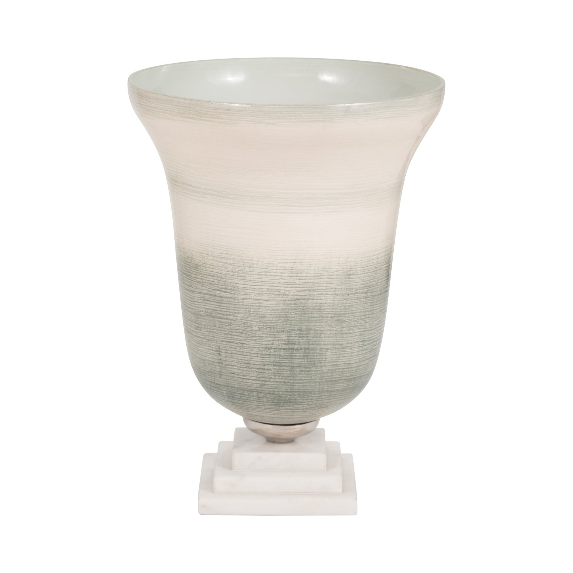 GLASS, VASE ON MARBLE BASE, SAGE/IVORY KD Vases and Jars| Sagebrook Home