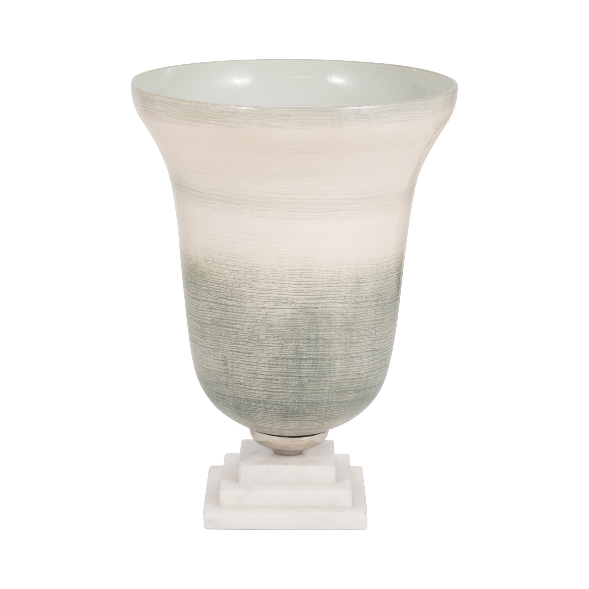 GLASS, VASE ON MARBLE BASE, SAGE/IVORY KD Vases and Jars| Sagebrook Home