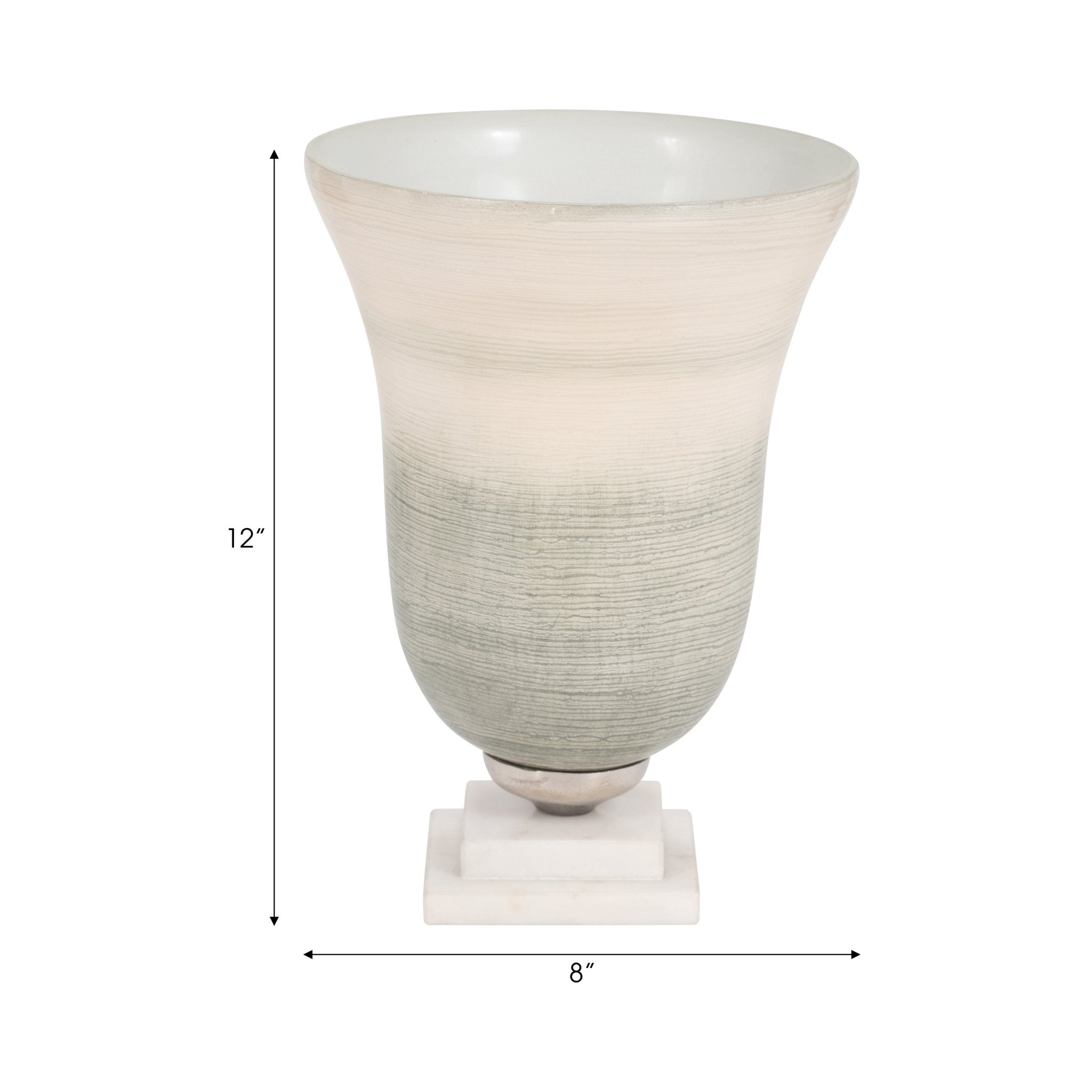 GLASS, VASE ON MARBLE BASE, SAGE/IVORY KD Vases and Jars| Sagebrook Home
