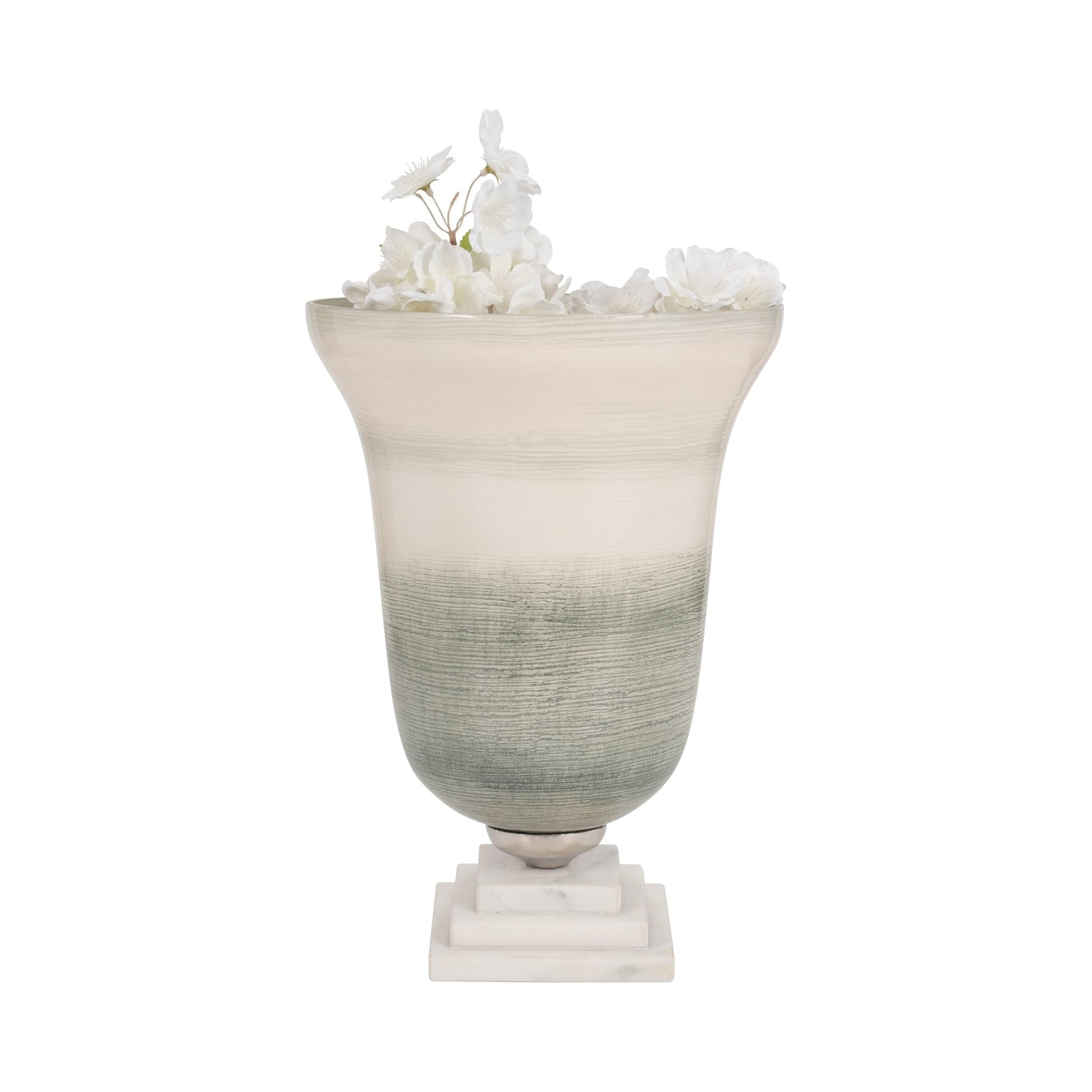GLASS, VASE ON MARBLE BASE, SAGE/IVORY KD Vases and Jars| Sagebrook Home
