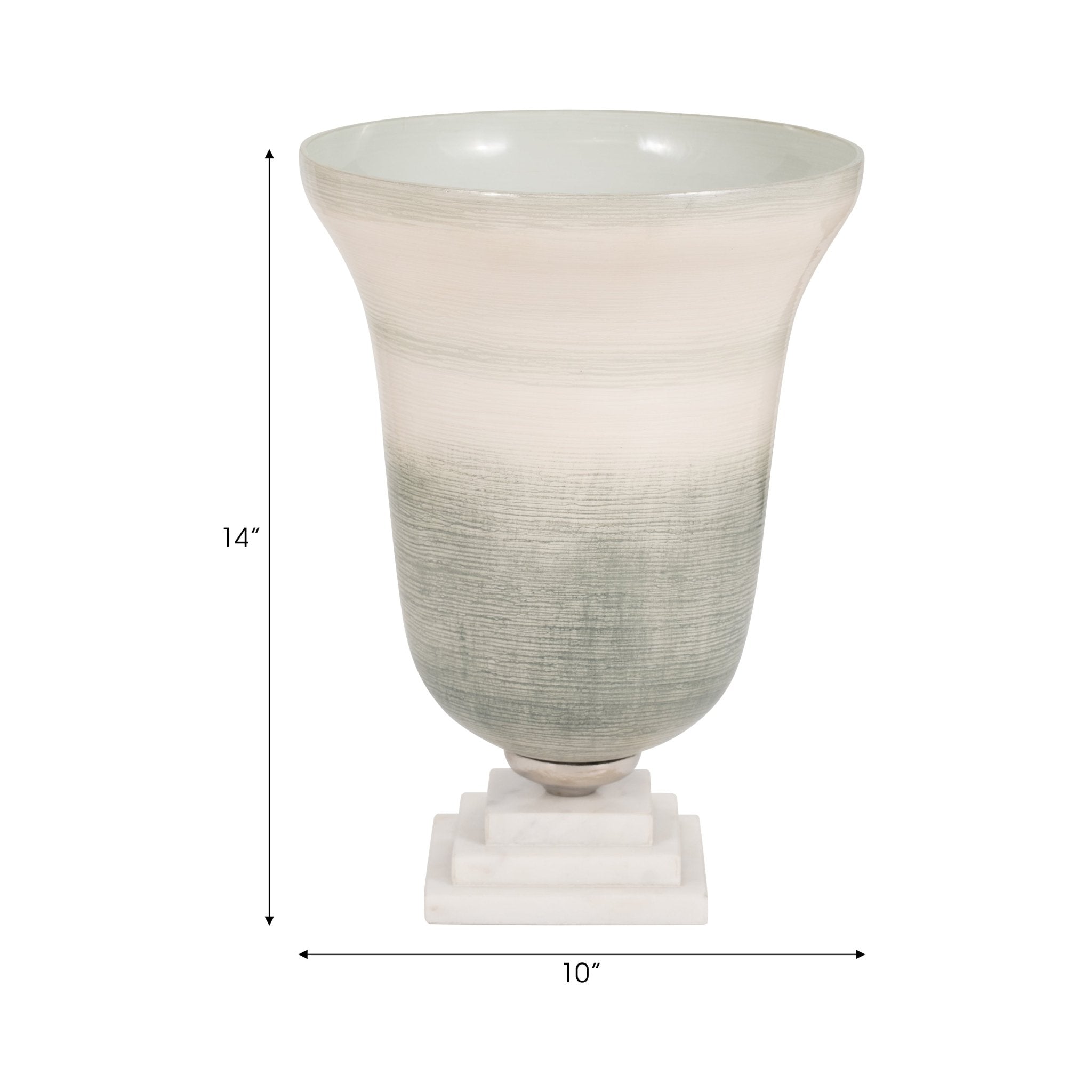 GLASS, VASE ON MARBLE BASE, SAGE/IVORY KD Vases and Jars| Sagebrook Home