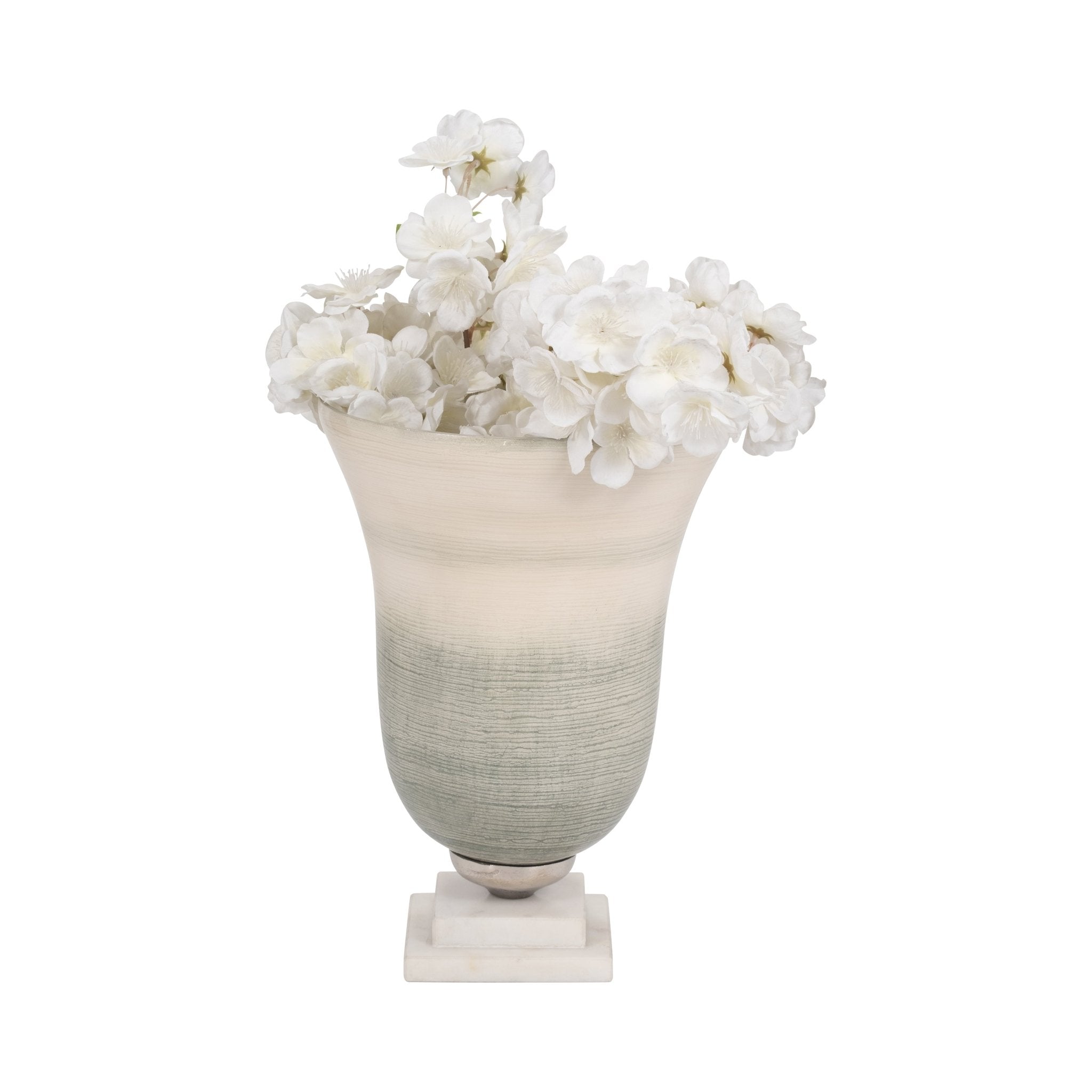 GLASS, VASE ON MARBLE BASE, SAGE/IVORY KD Vases and Jars| Sagebrook Home