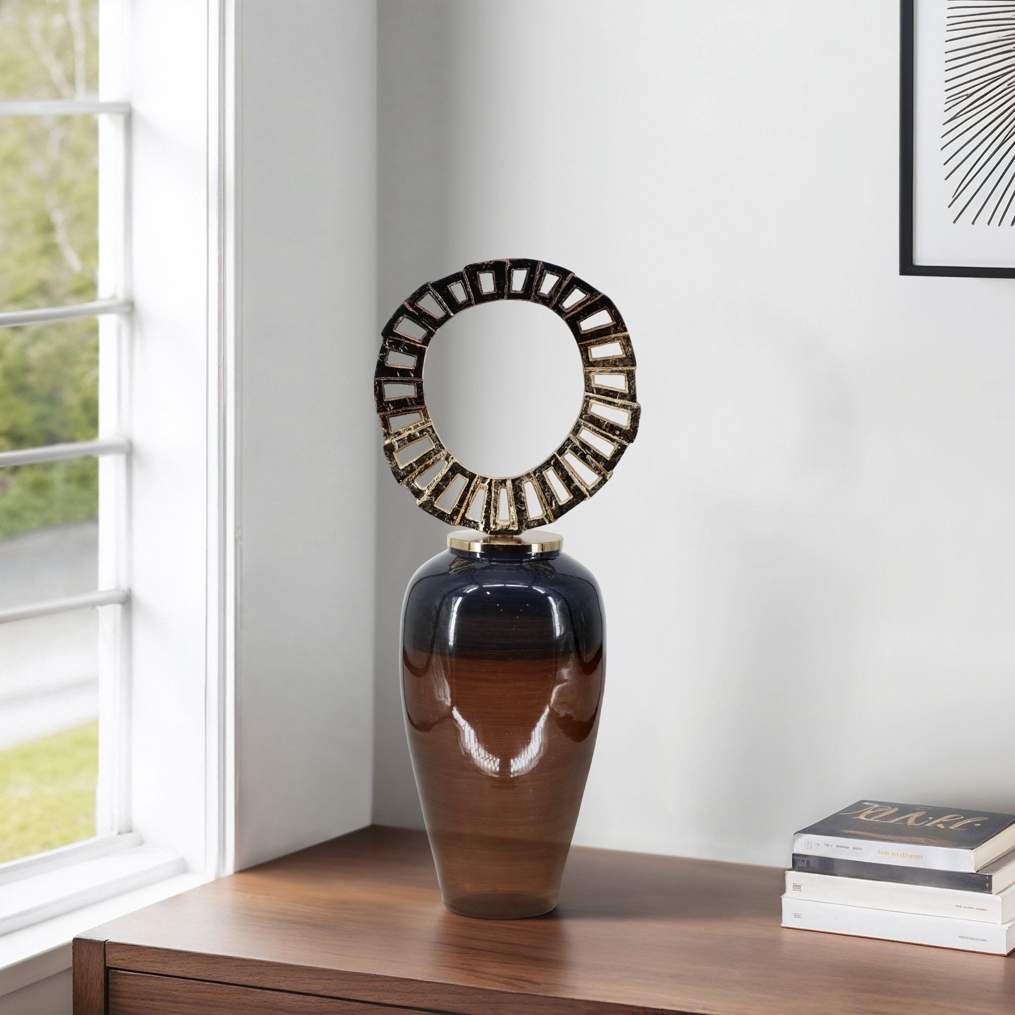 GLASS, VASE WITH CROWN TOP, BROWN Vases and Jars| Sagebrook Home
