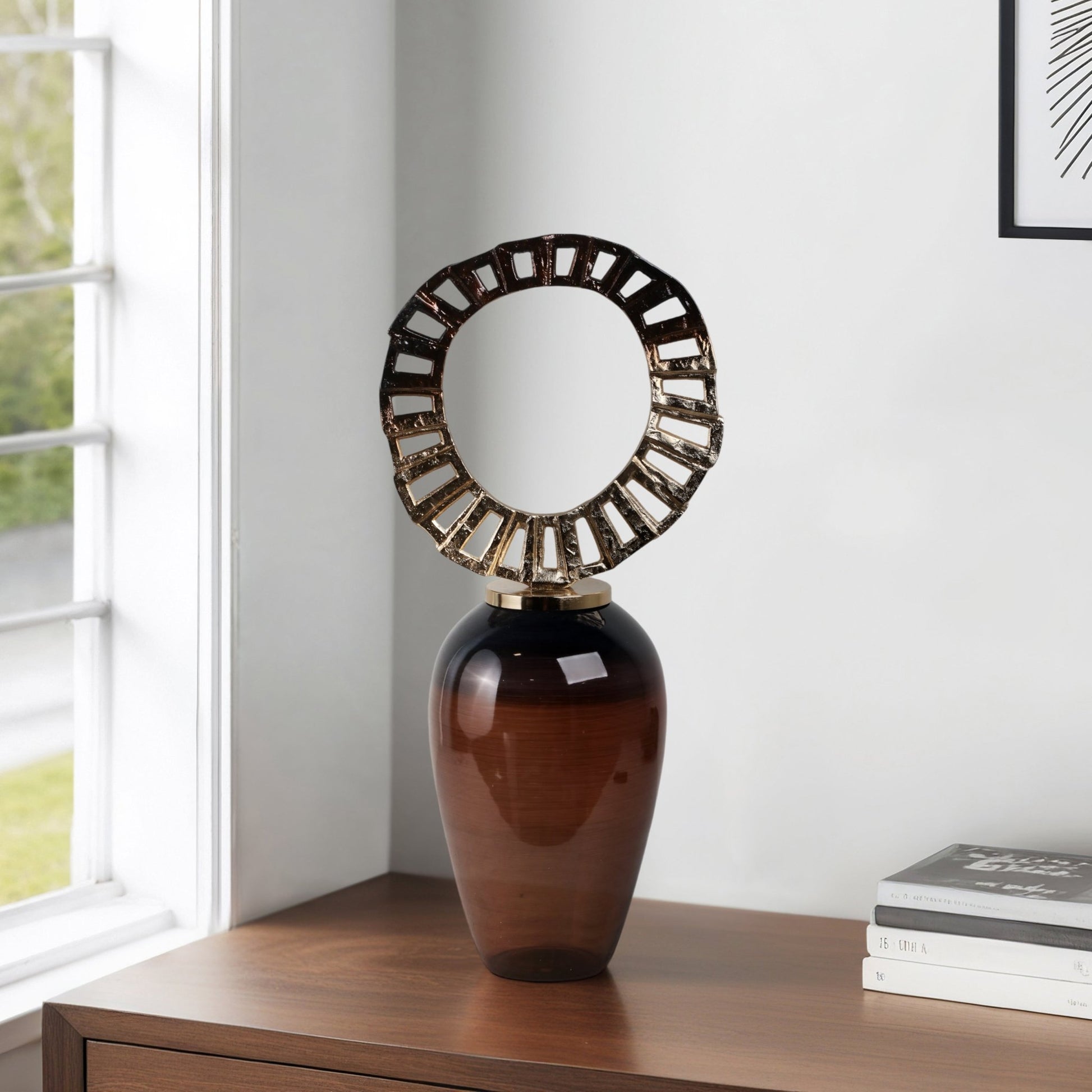 GLASS, VASE WITH CROWN TOP, BROWN Vases and Jars| Sagebrook Home