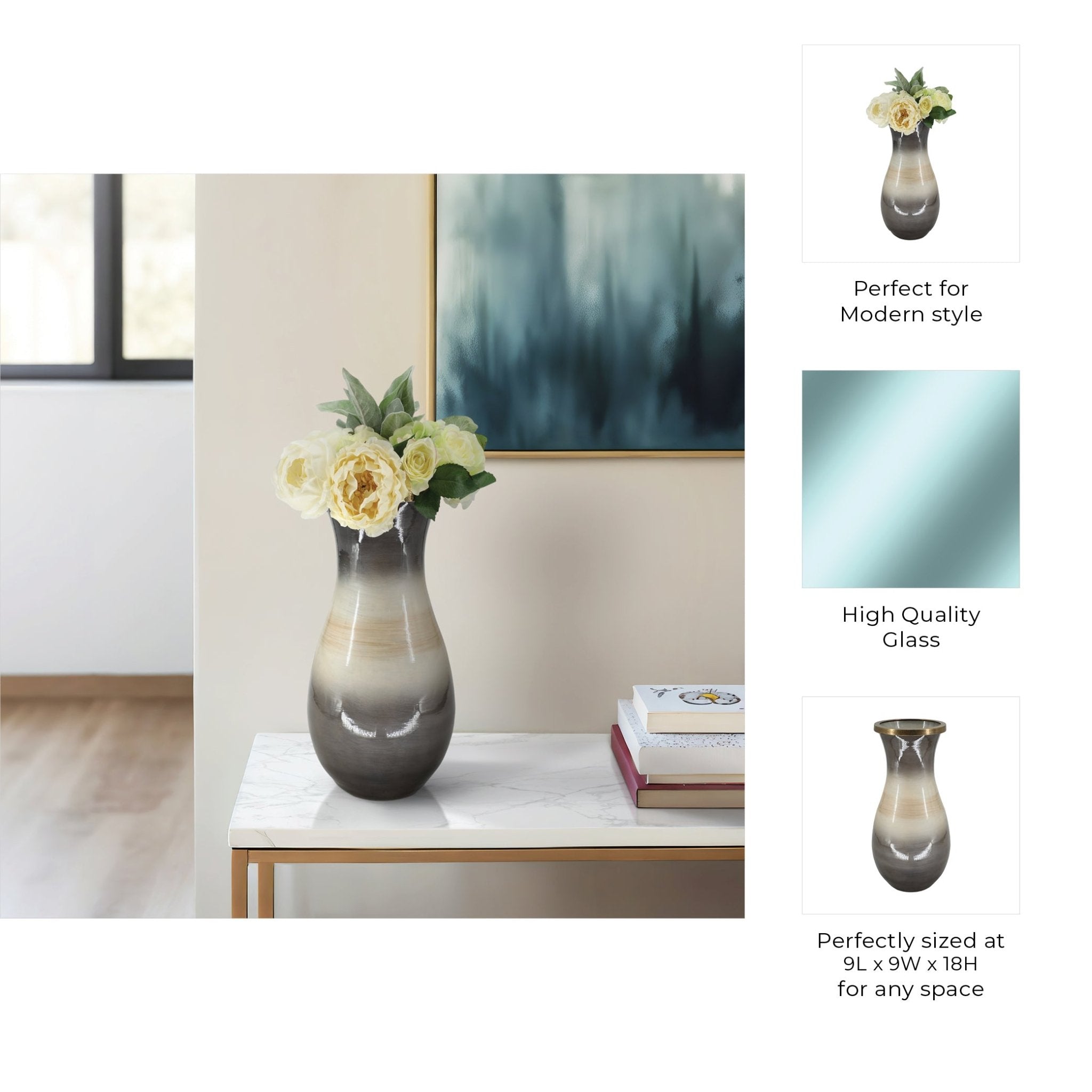 GLASS, VASE WITH METAL RIM, MULTI Vases and Jars| Sagebrook Home