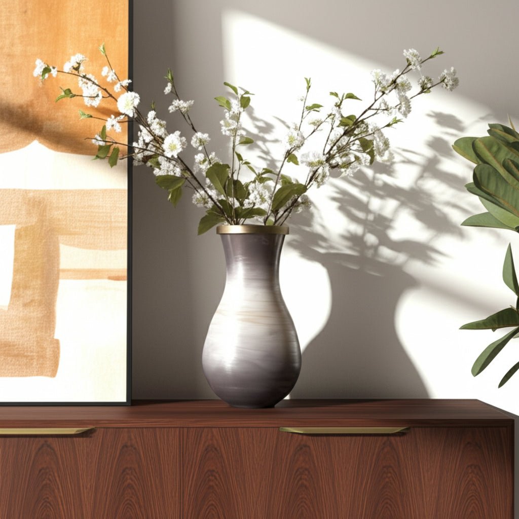 GLASS, VASE WITH METAL RIM, MULTI Vases and Jars| Sagebrook Home