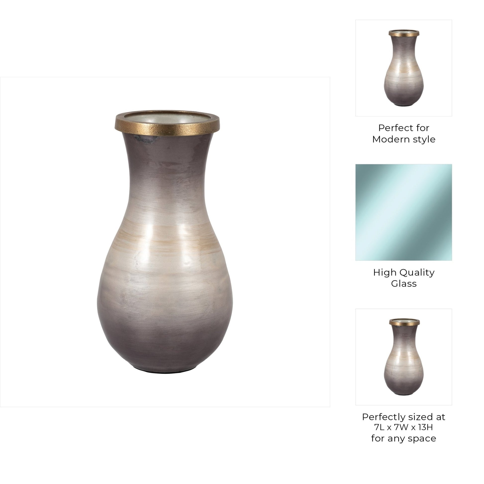 GLASS, VASE WITH METAL RIM, MULTI Vases and Jars| Sagebrook Home