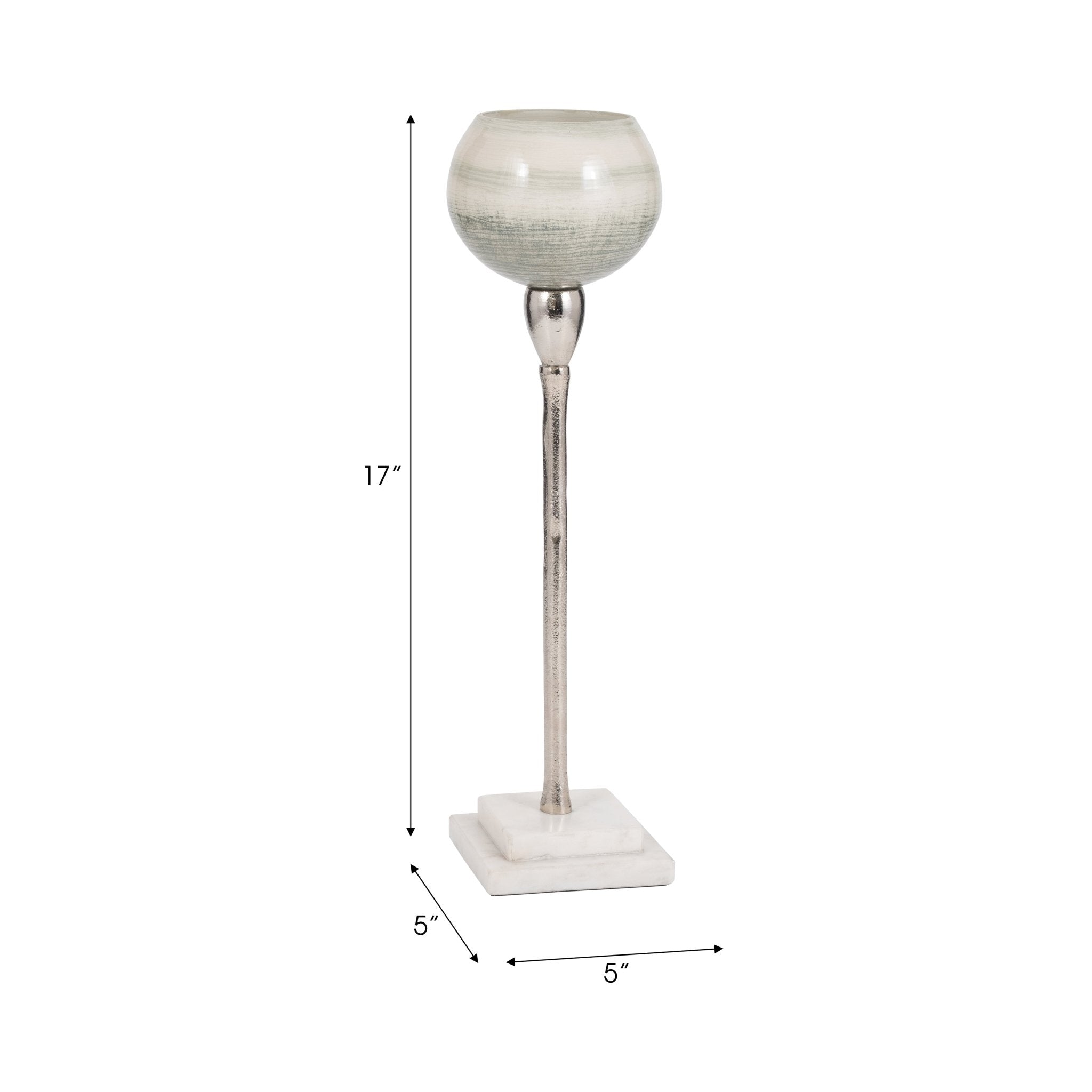 GLASS, VOTIVE HOLDER W MARBLE STAND, SAGE/SILV Candle Holders| Sagebrook Home