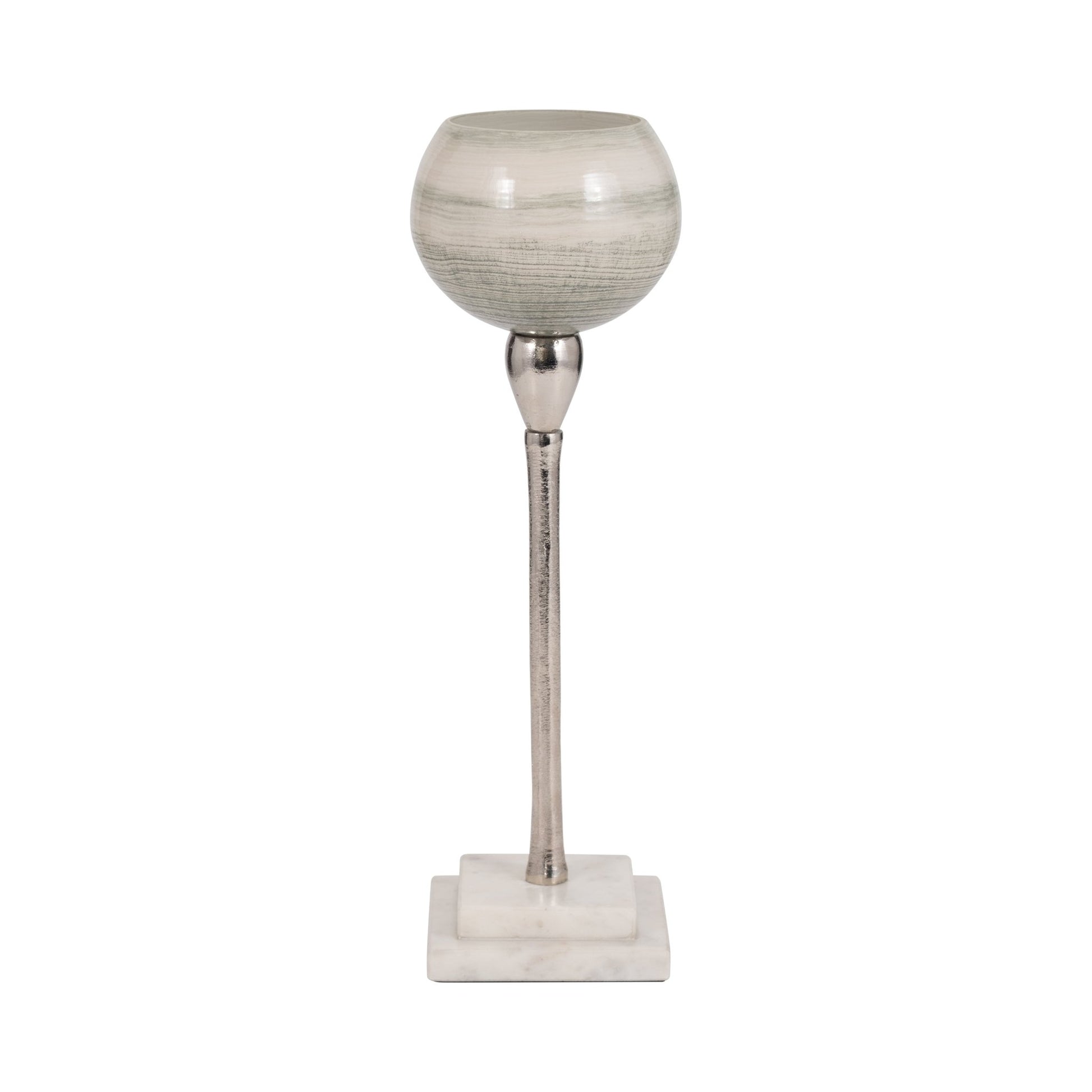 GLASS, VOTIVE HOLDER W MARBLE STAND, SAGE/SILV Candle Holders| Sagebrook Home