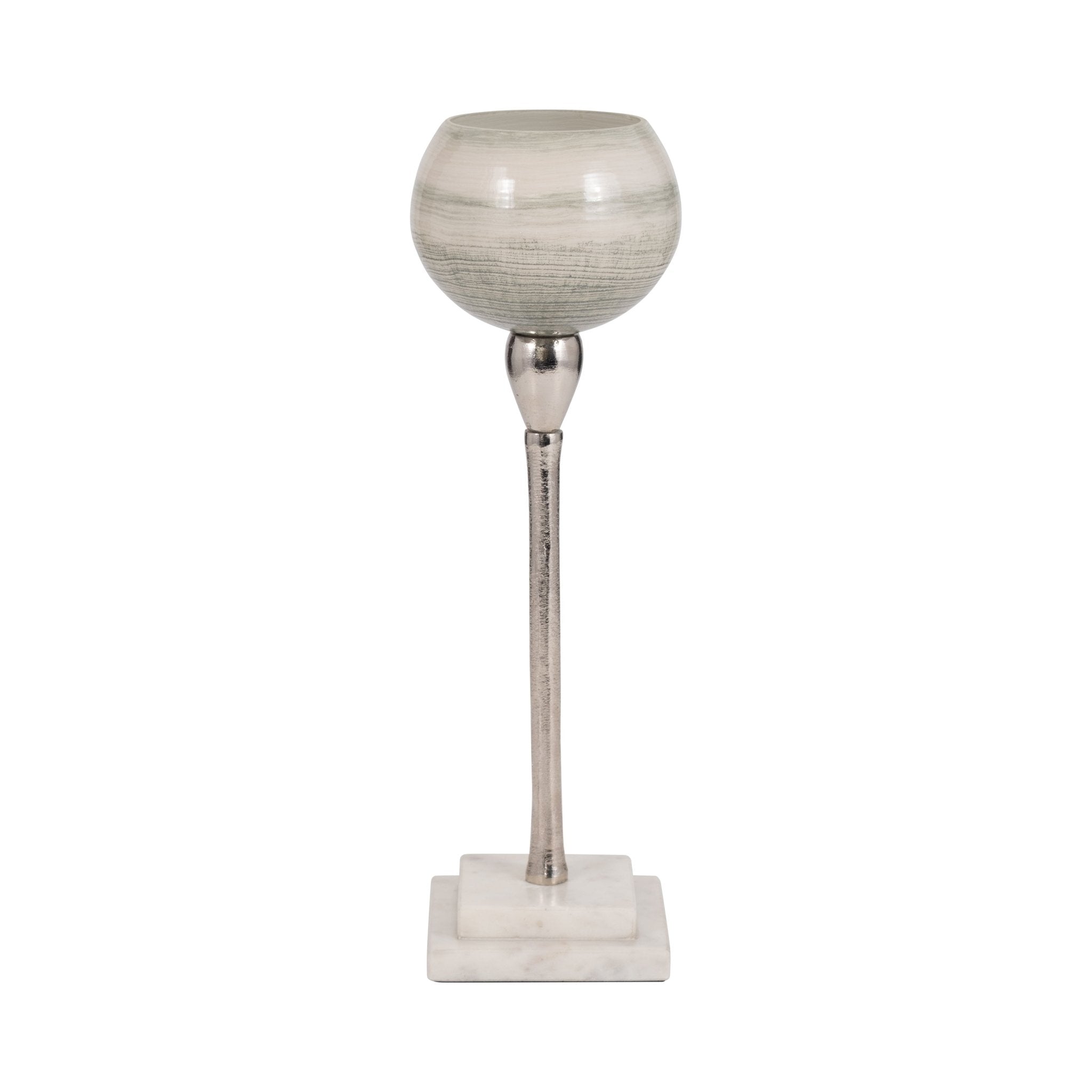 GLASS, VOTIVE HOLDER W MARBLE STAND, SAGE/SILV Candle Holders| Sagebrook Home