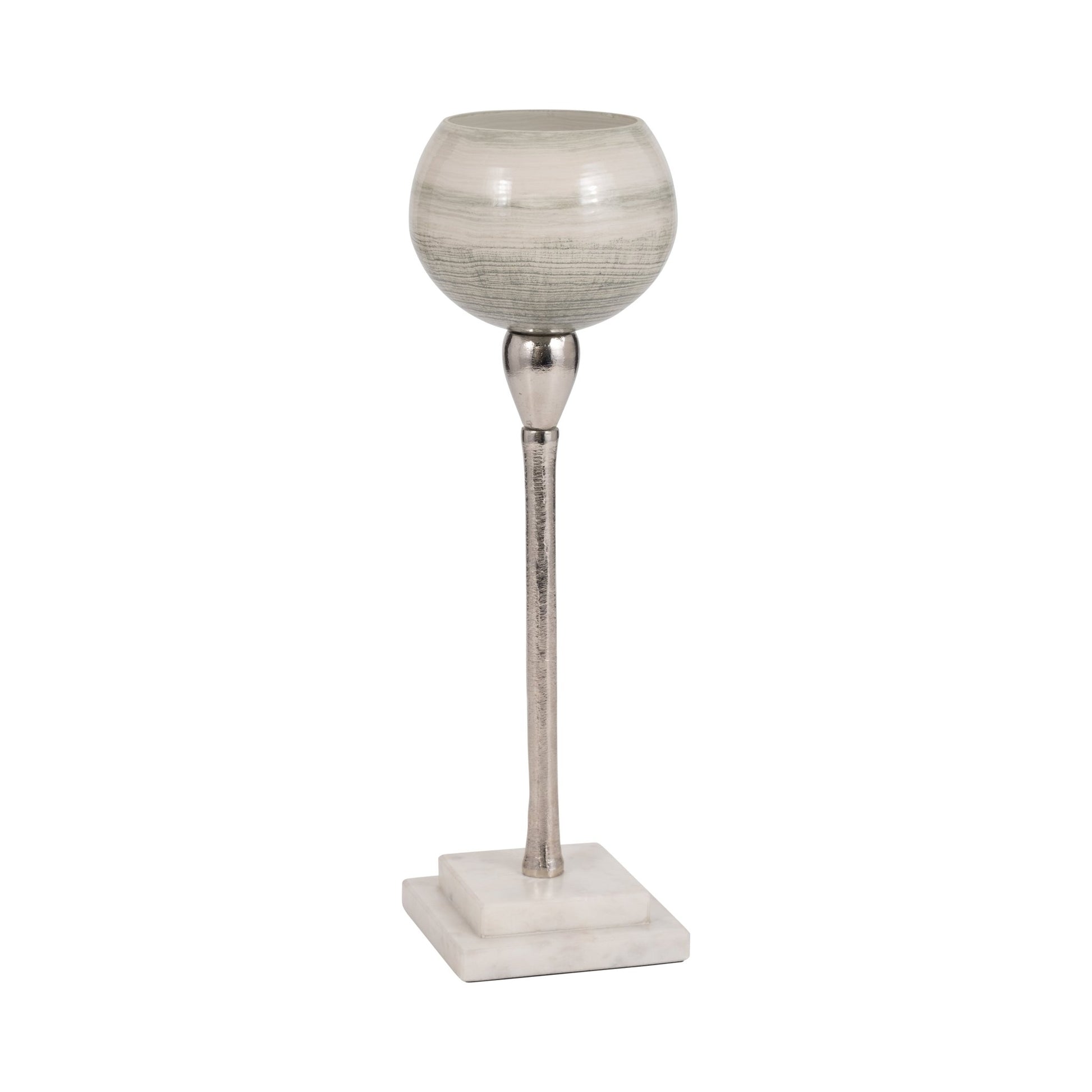 GLASS, VOTIVE HOLDER W MARBLE STAND, SAGE/SILV Candle Holders| Sagebrook Home