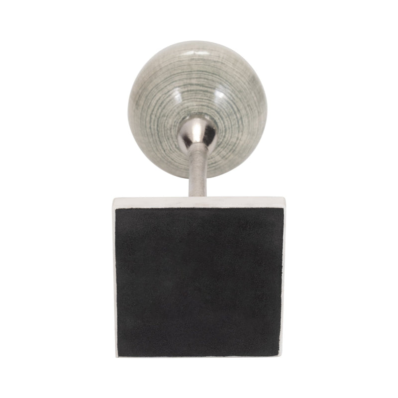 GLASS, VOTIVE HOLDER W MARBLE STAND, SAGE/SILV - Al Rugaib Furniture